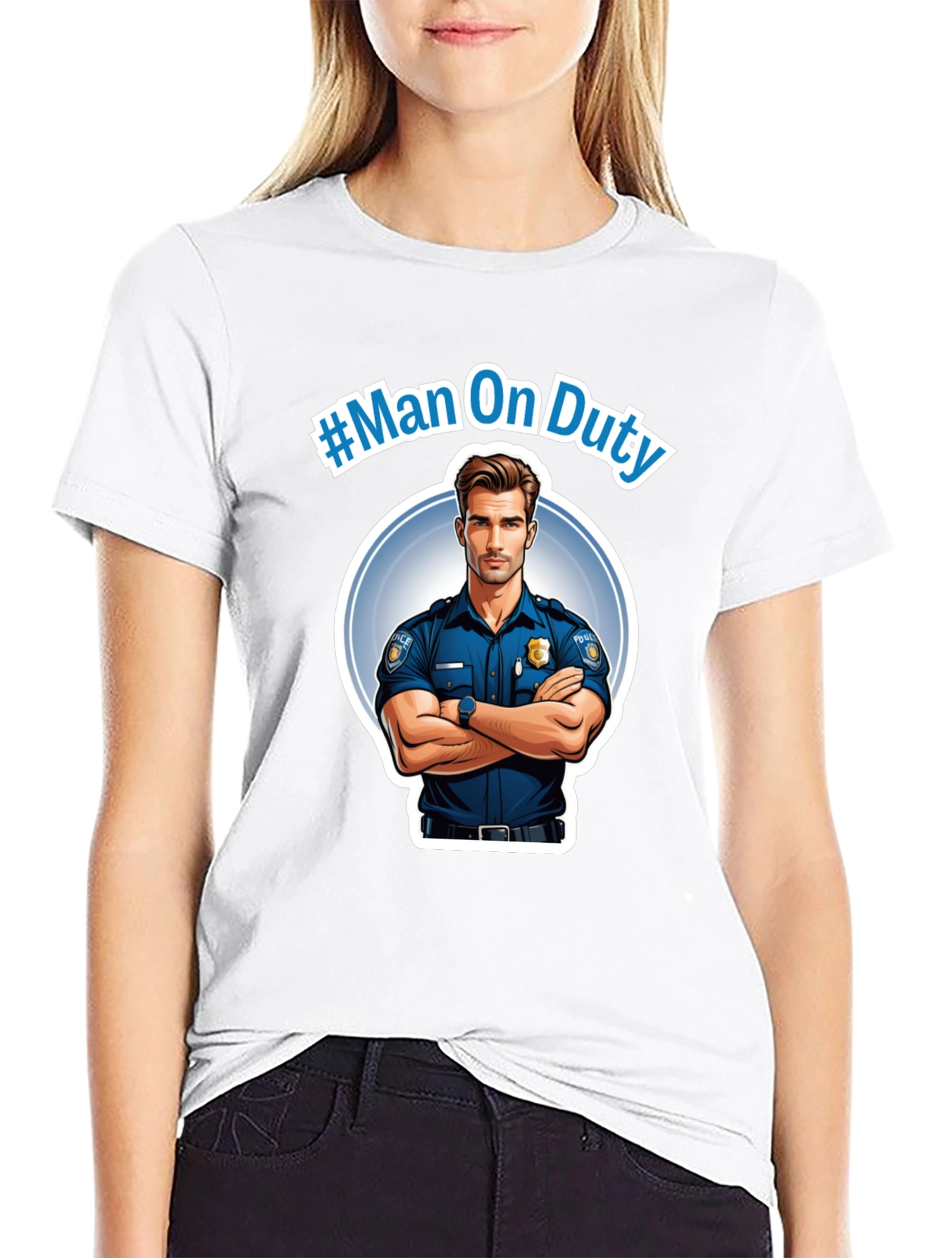 Man On Duty Graphic Black T-Shirt