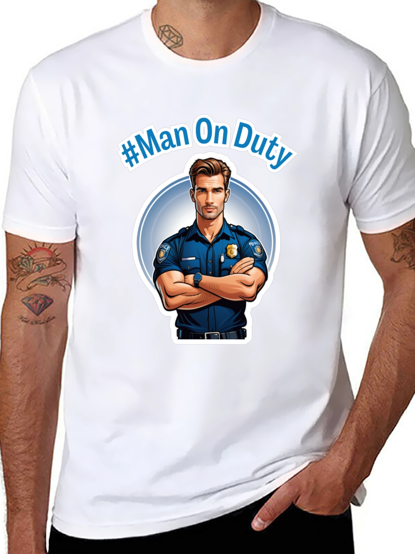 Man On Duty Graphic Black T-Shirt