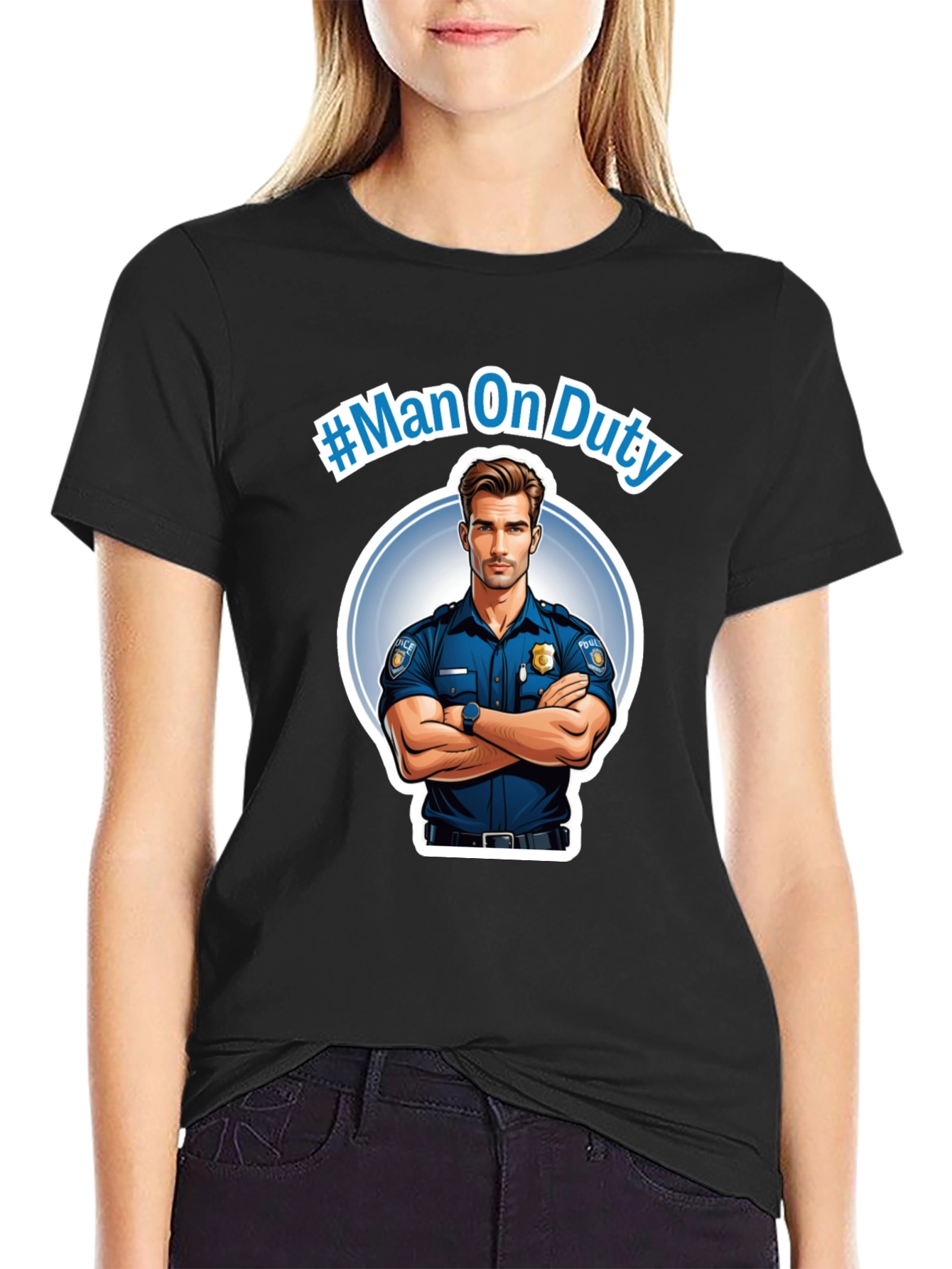 Man On Duty Graphic Black T-Shirt