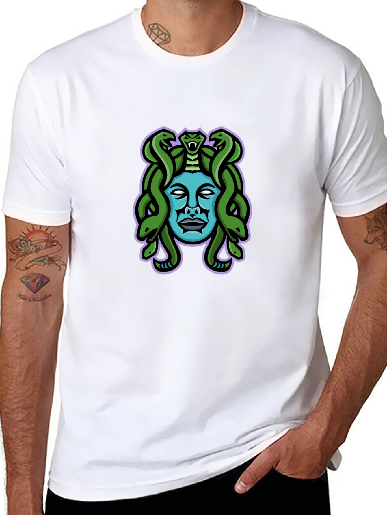 Medusa Graphic Tee - Black Cotton Blend