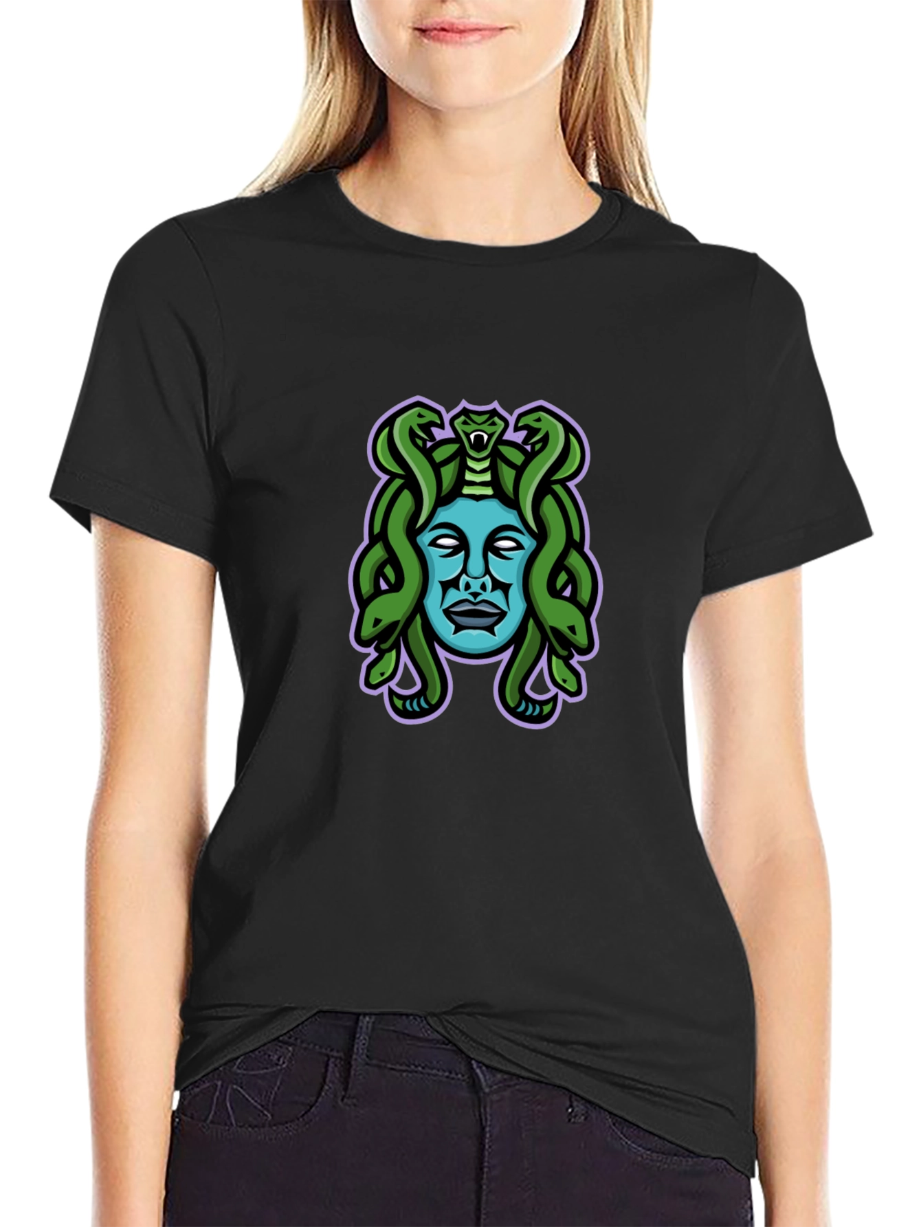 Medusa Graphic Tee - Black Cotton Blend