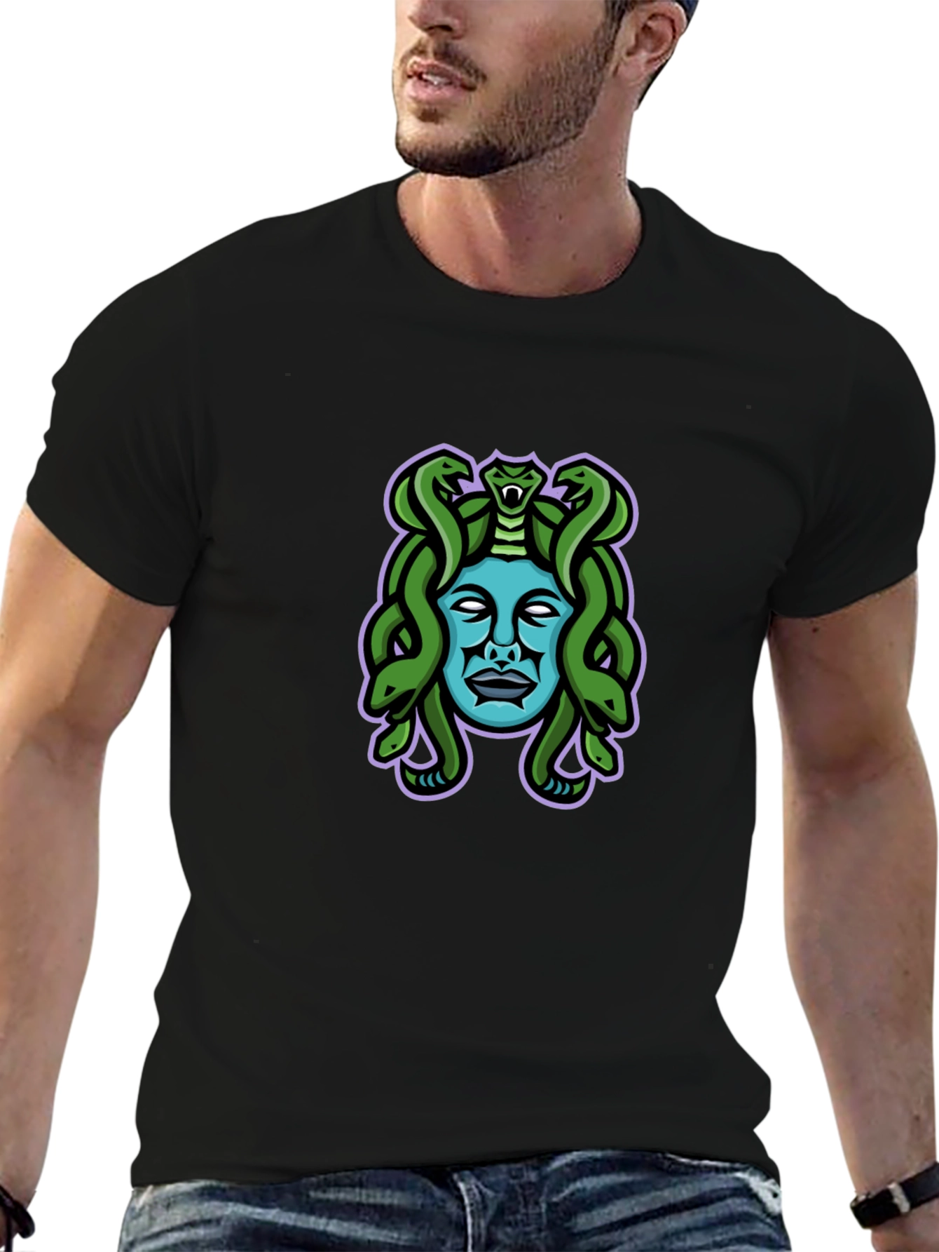 Medusa Graphic Tee - Black Cotton Blend