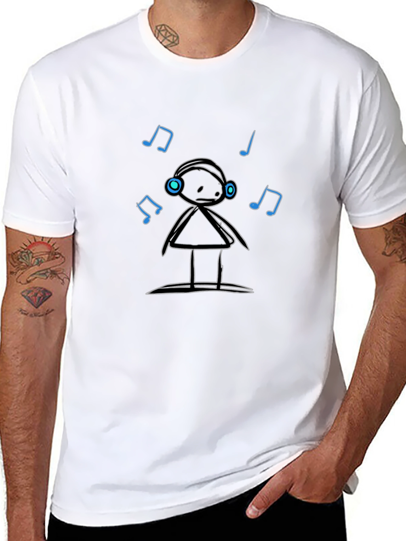 Musical Stick Figure Black T-Shirt