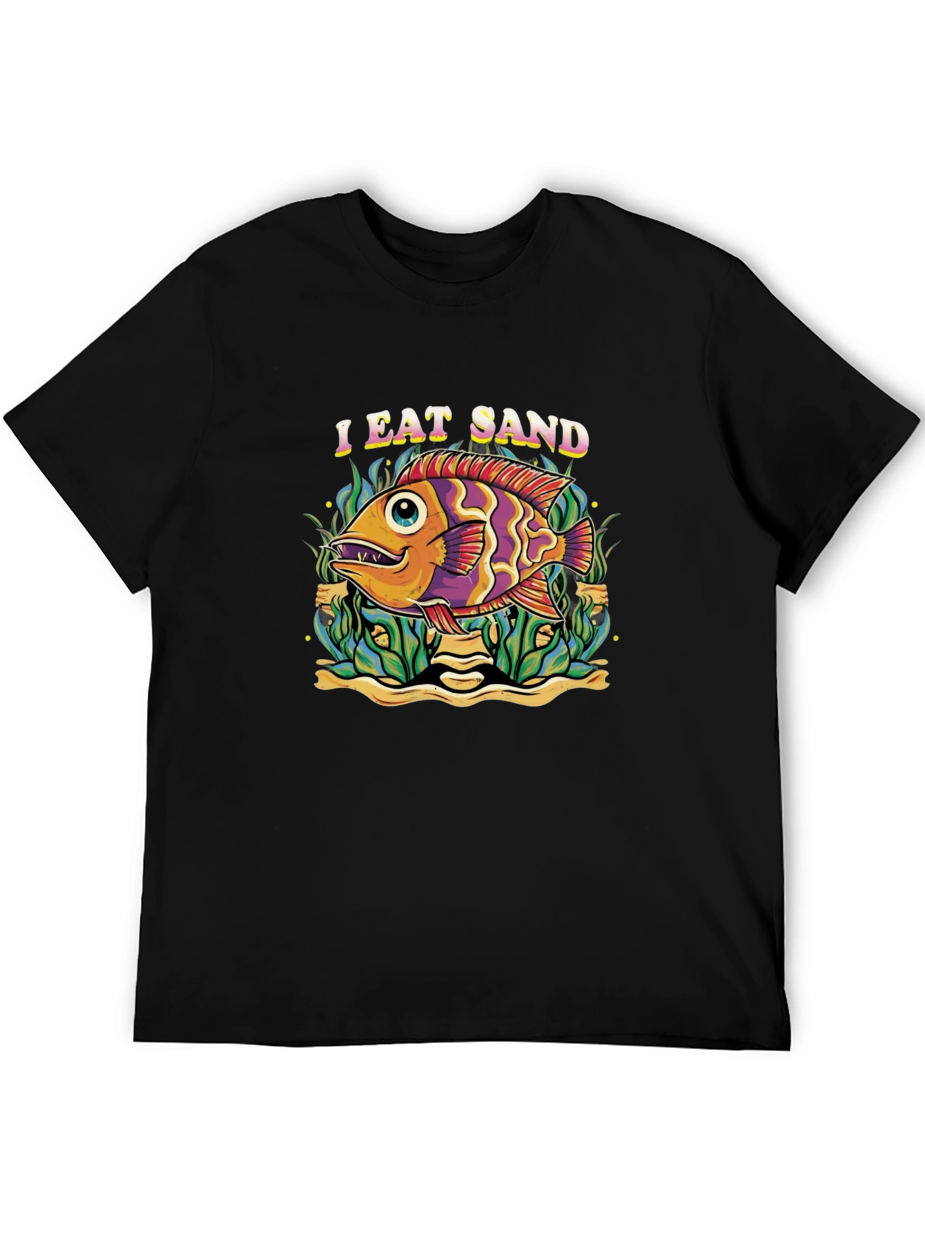 I Eat Sand Fish Graphic Black T-Shirt