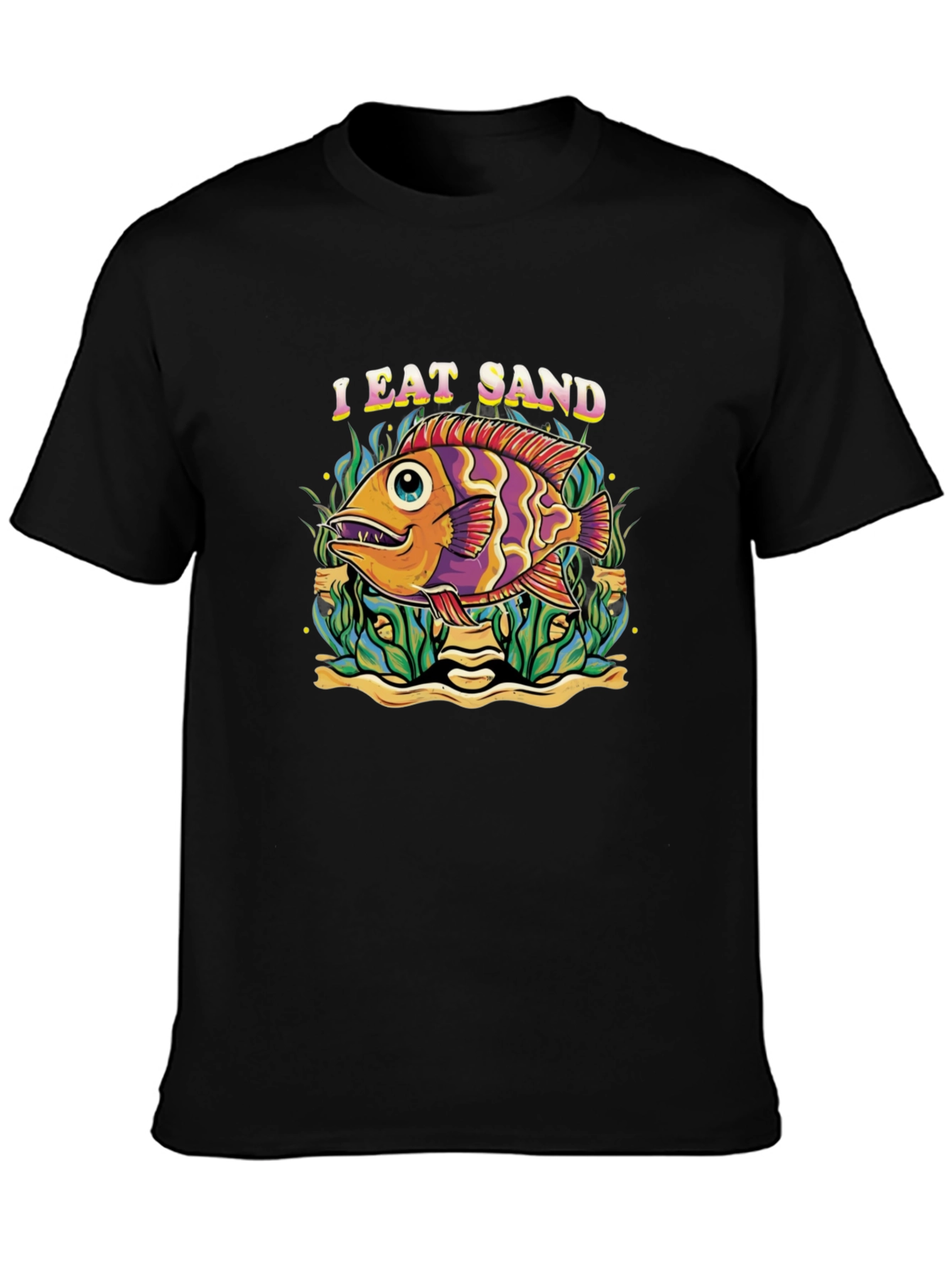 I Eat Sand Fish Graphic Black T-Shirt