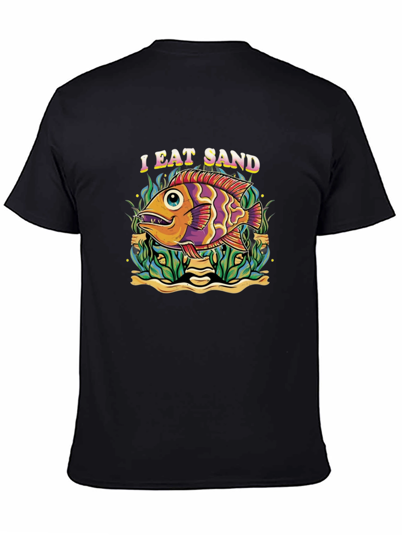 I Eat Sand Fish Graphic Black T-Shirt