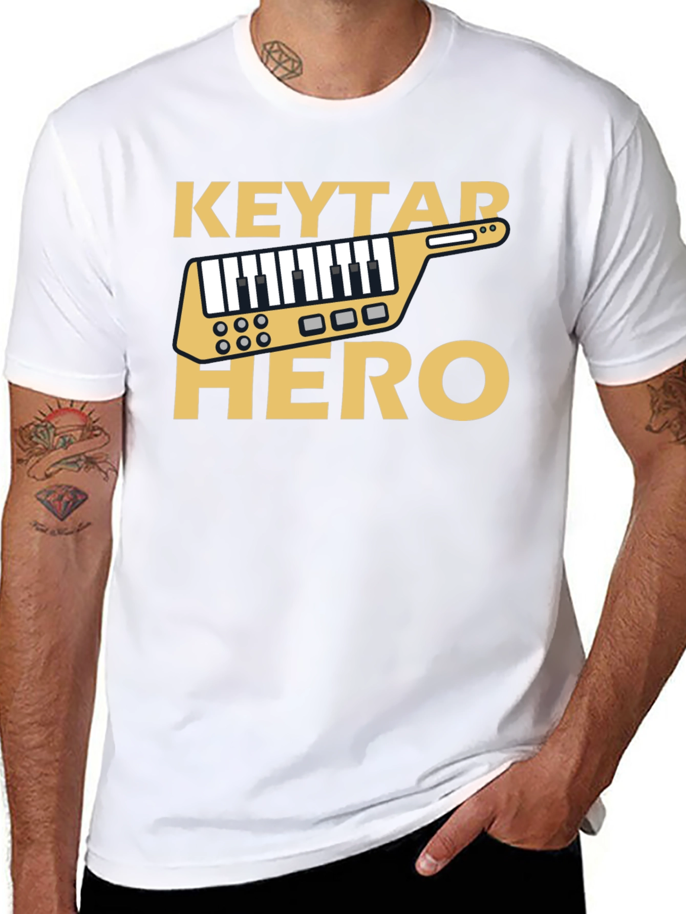 Keytar Hero Black T-Shirt - Music Inspired Design