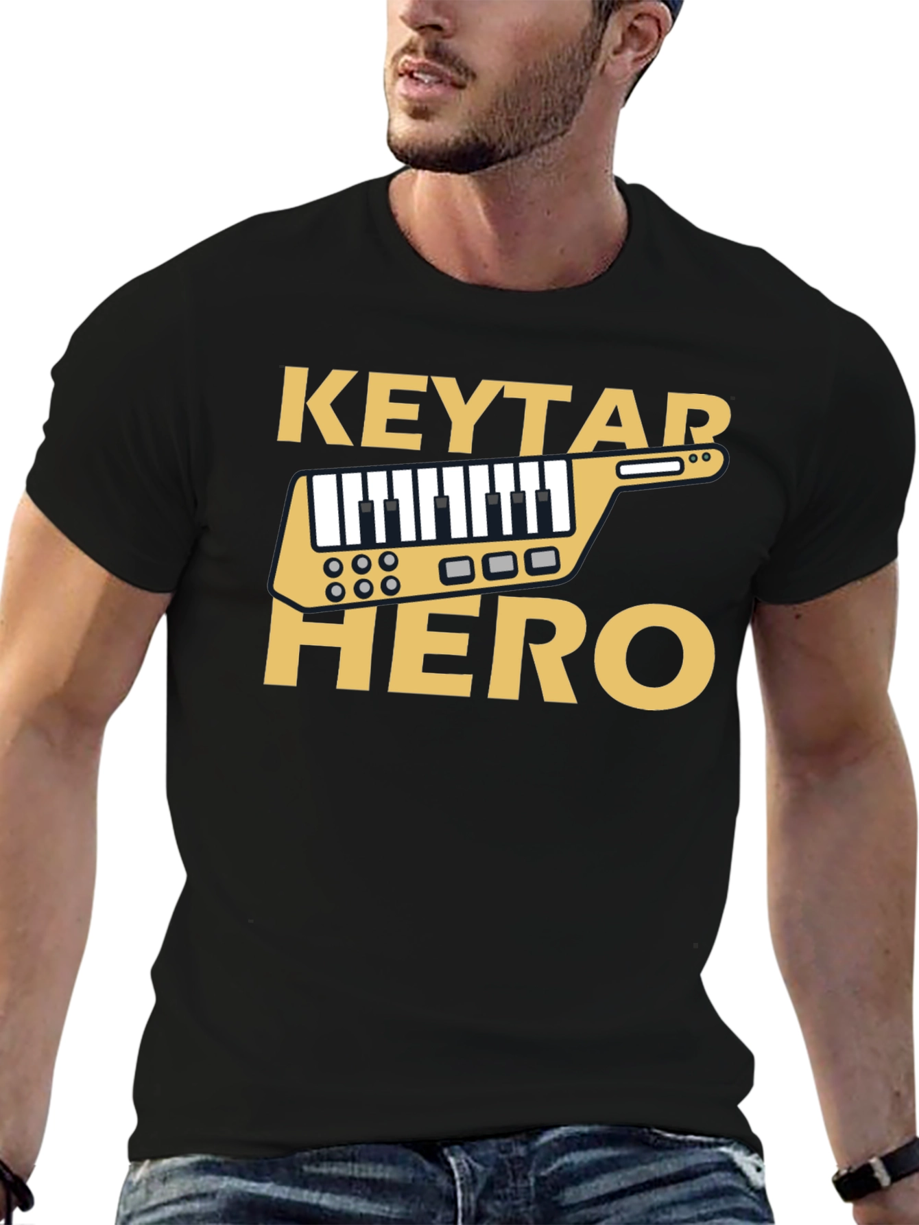 Keytar Hero Black T-Shirt - Music Inspired Design