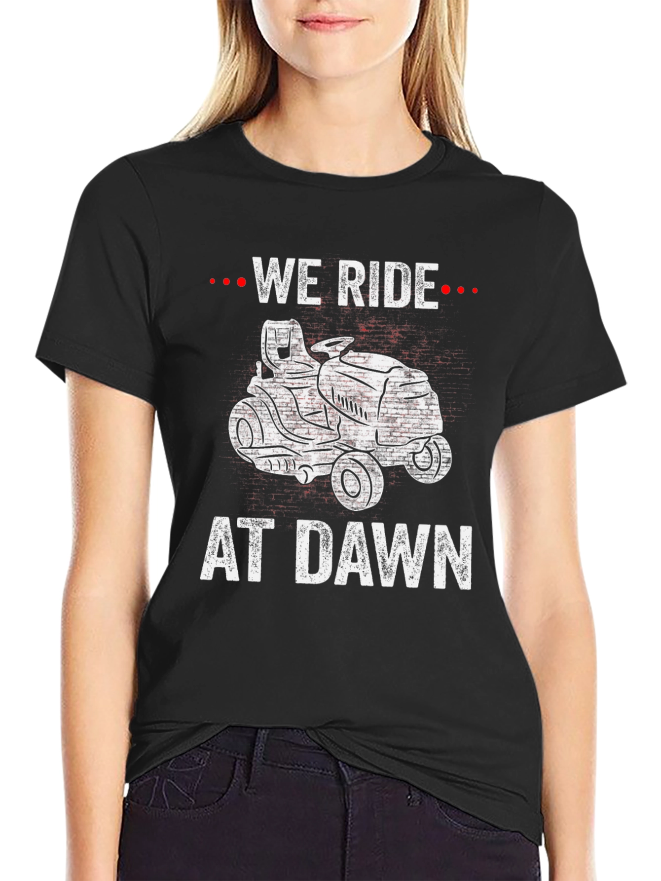 We Ride At Dawn Lawn Mower Graphic T-Shirt