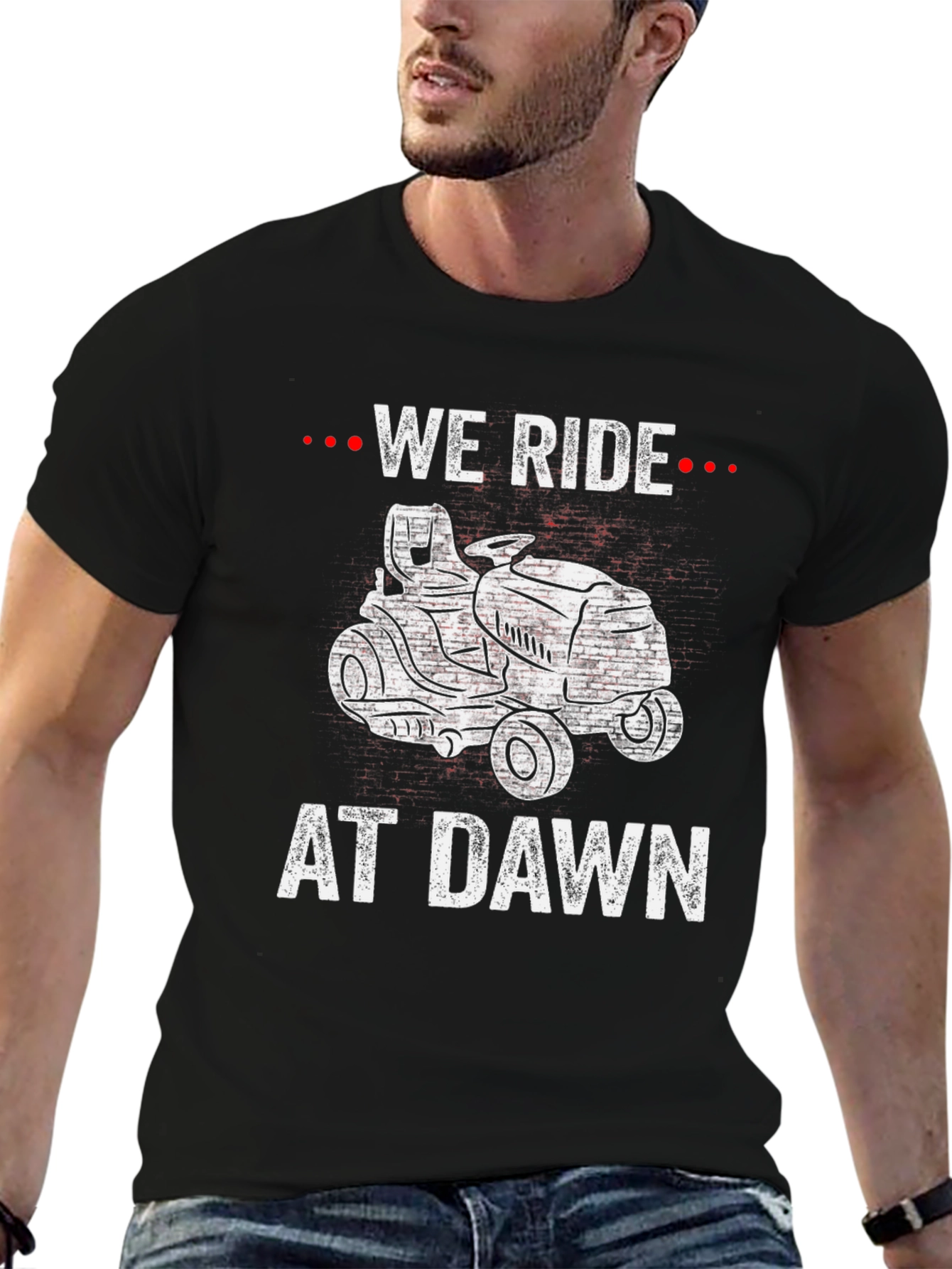 We Ride At Dawn Lawn Mower Graphic T-Shirt