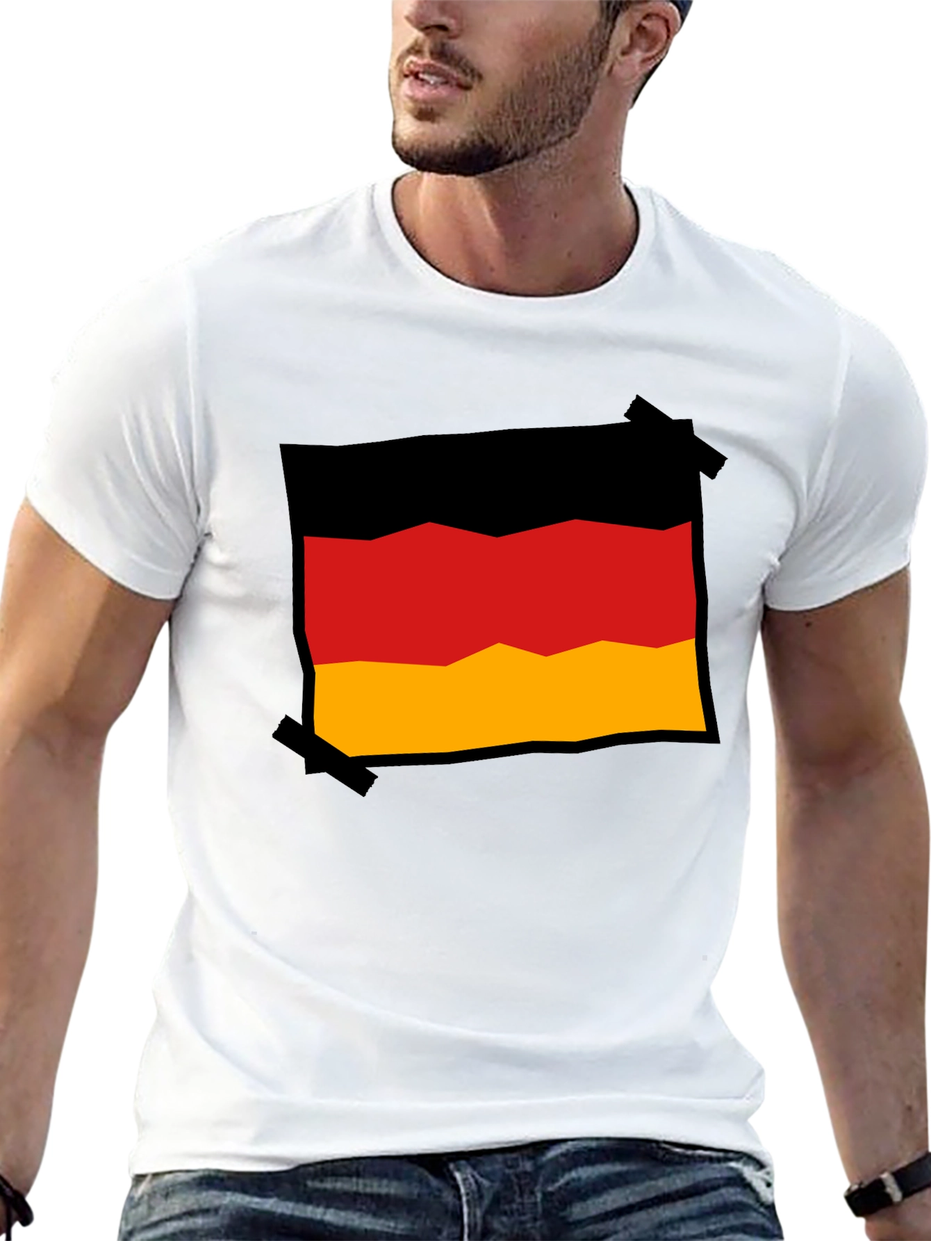 Germany Flag Graphic Tee - Black Cotton T-Shirt