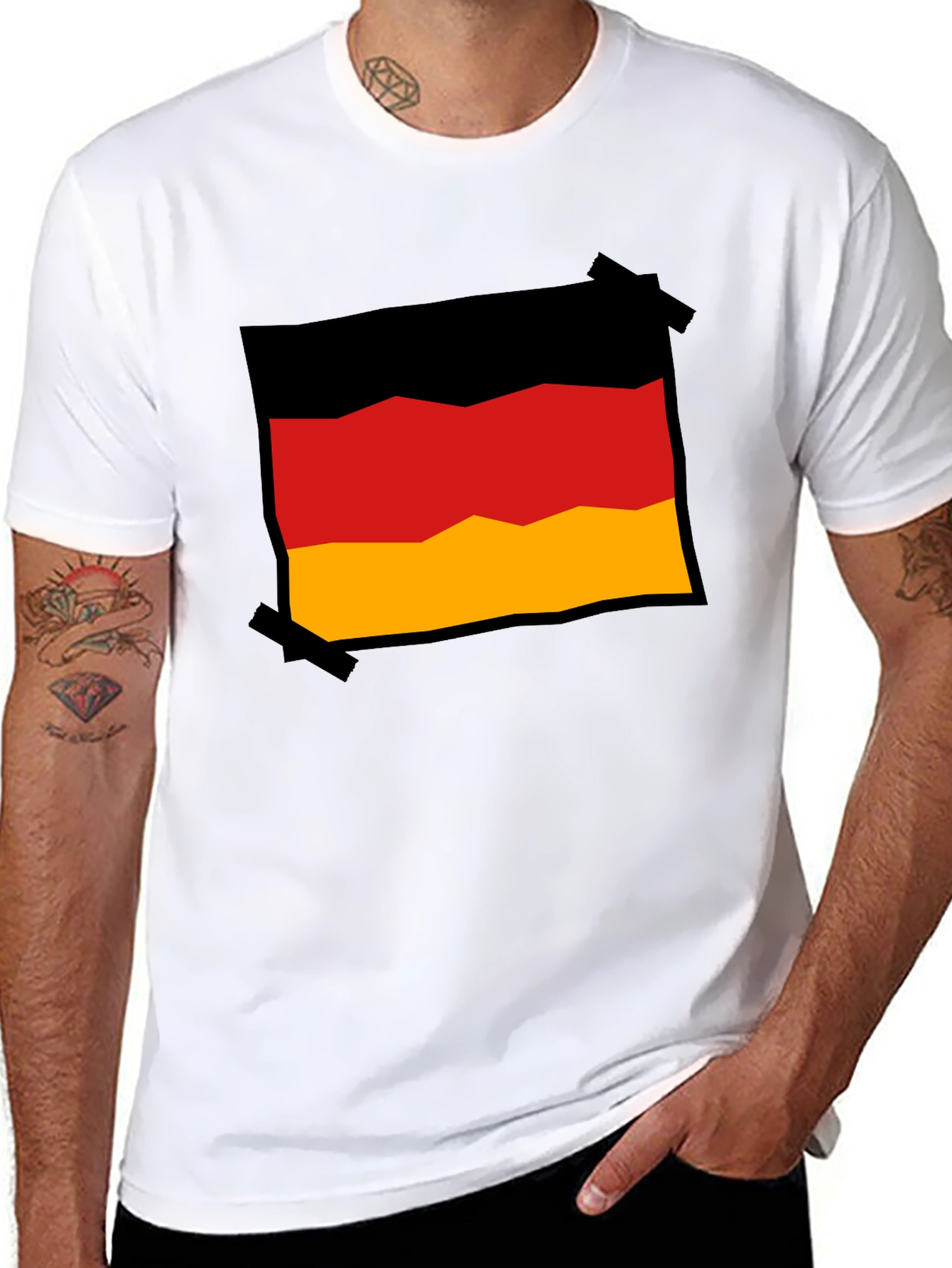 Germany Flag Graphic Tee - Black Cotton T-Shirt