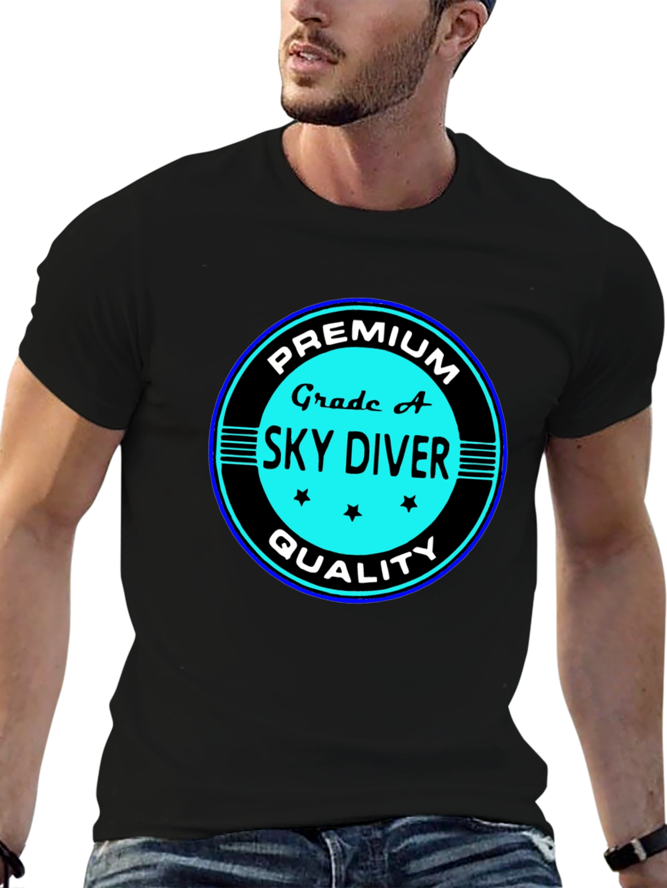 Premium Grade A Skydiver Black T-Shirt