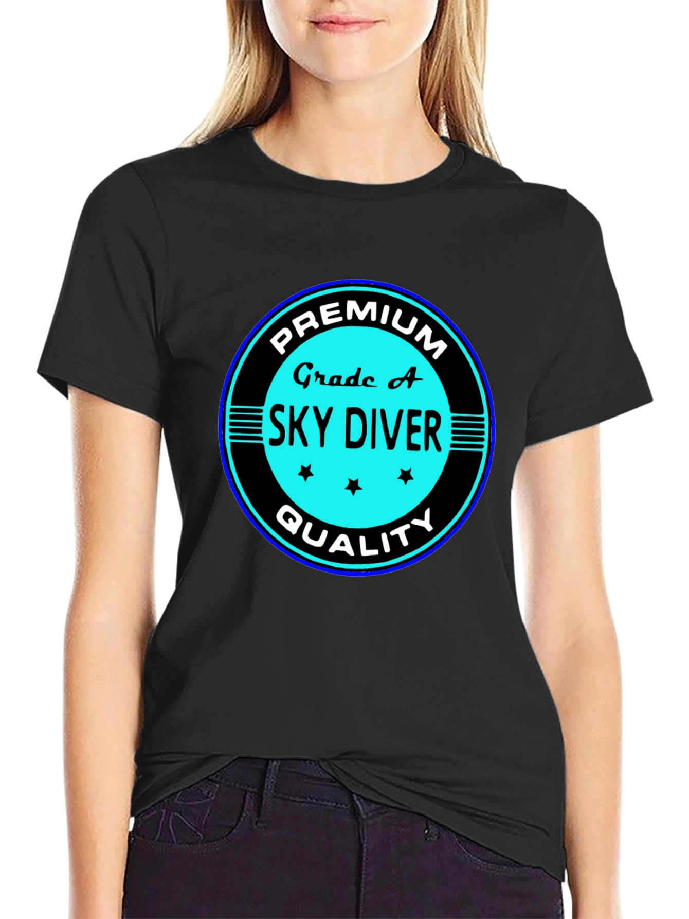 Premium Grade A Skydiver Black T-Shirt