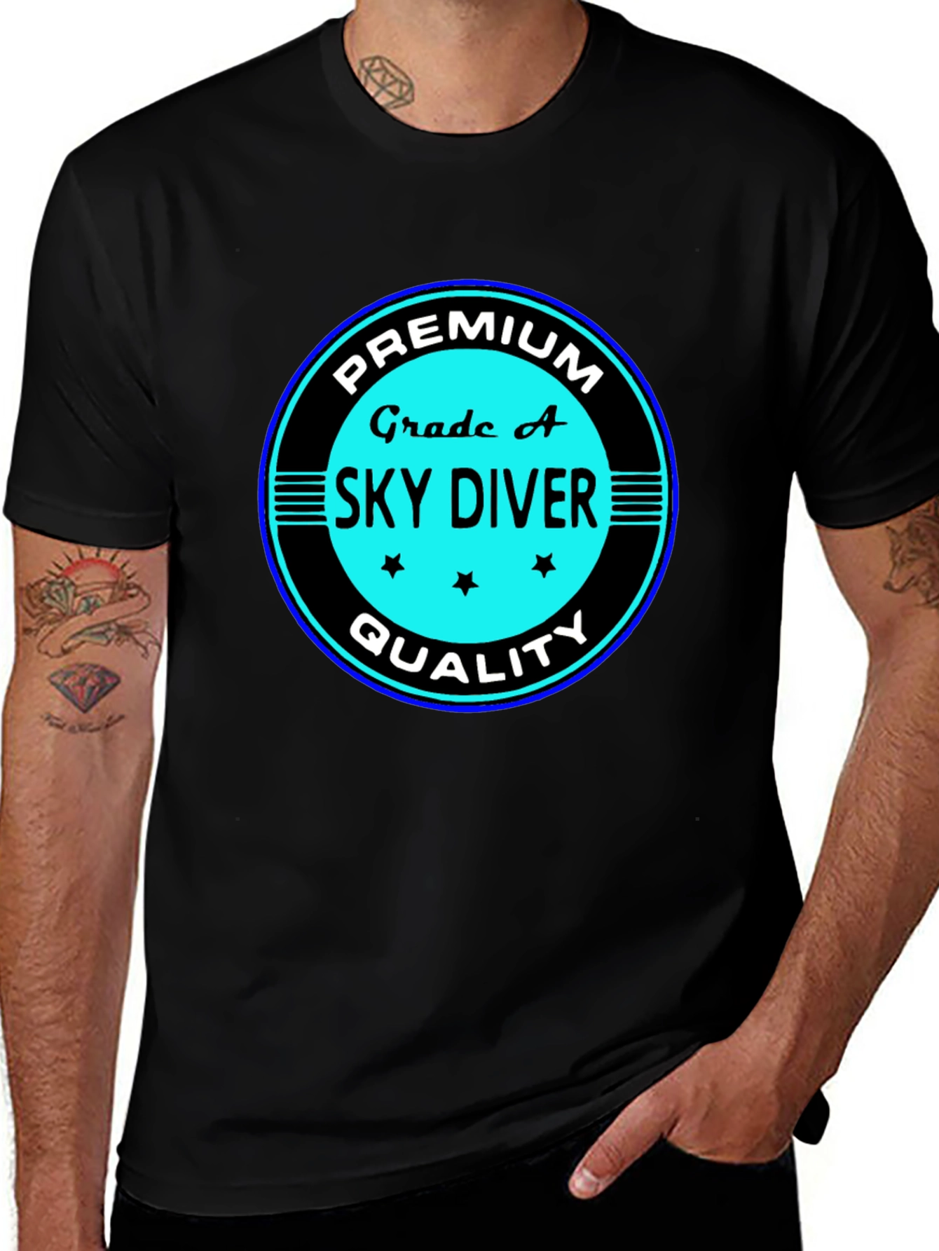 Premium Grade A Skydiver Black T-Shirt