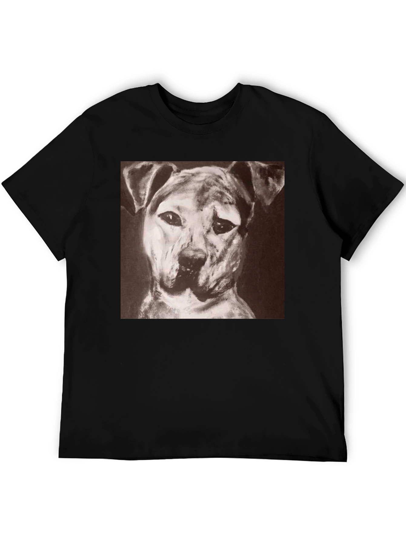 Dog Portrait Black T-Shirt - Artistic Graphic Tee