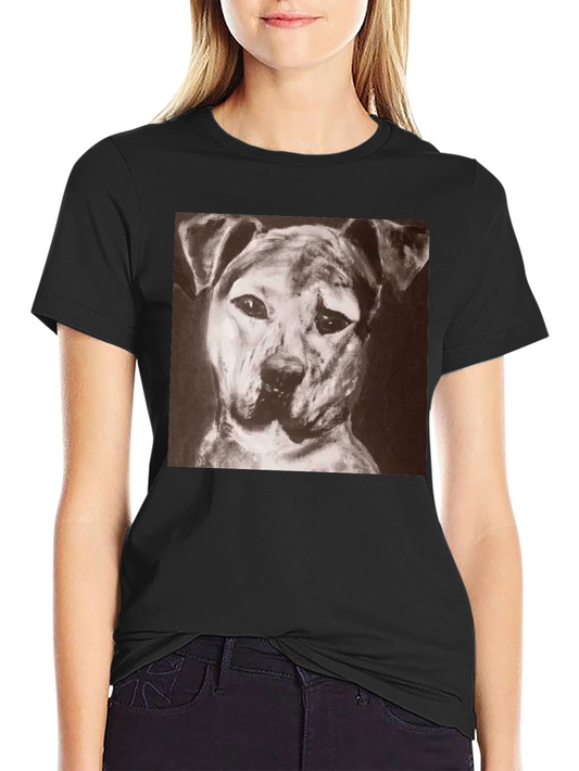 Dog Portrait Black T-Shirt - Artistic Graphic Tee