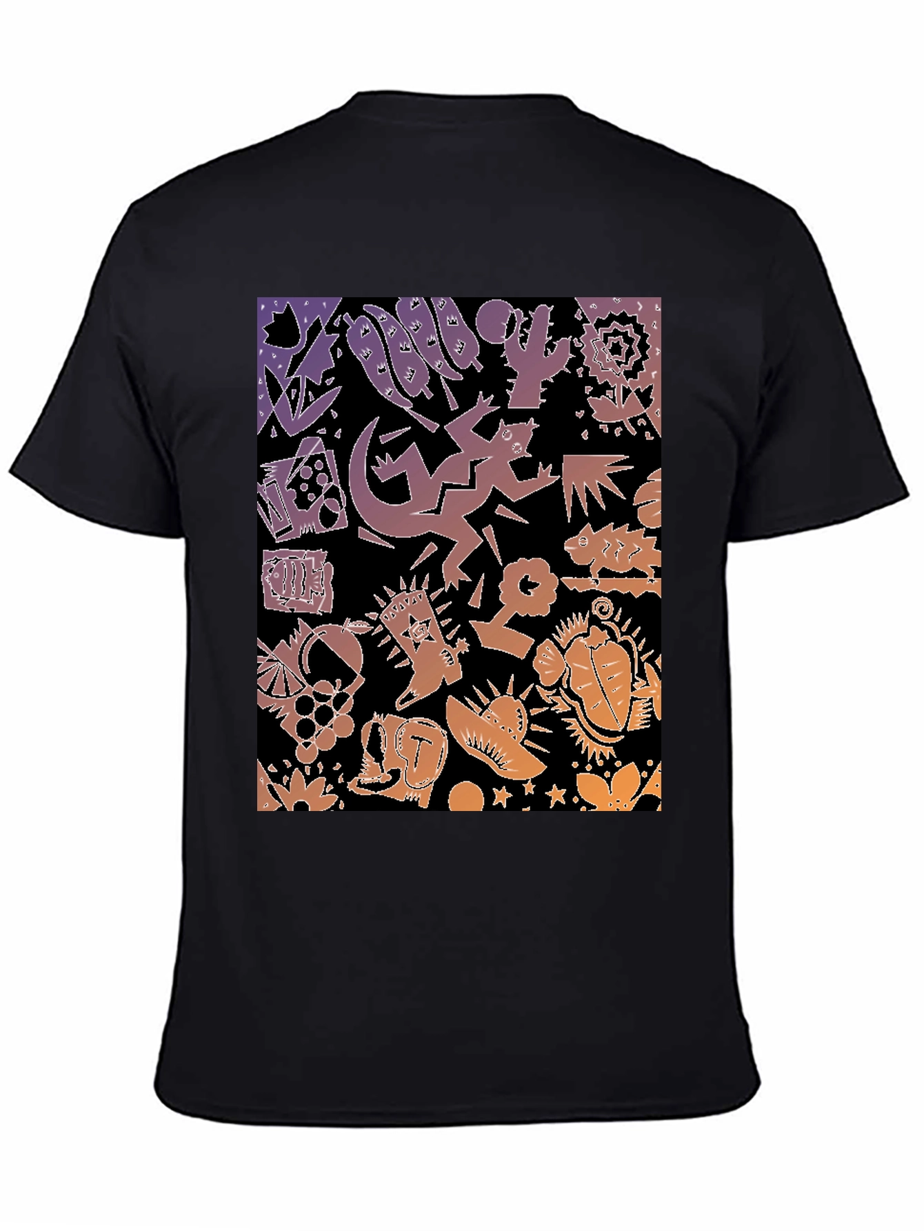 Novelty Southwestern Desert Print Black T-Shirt