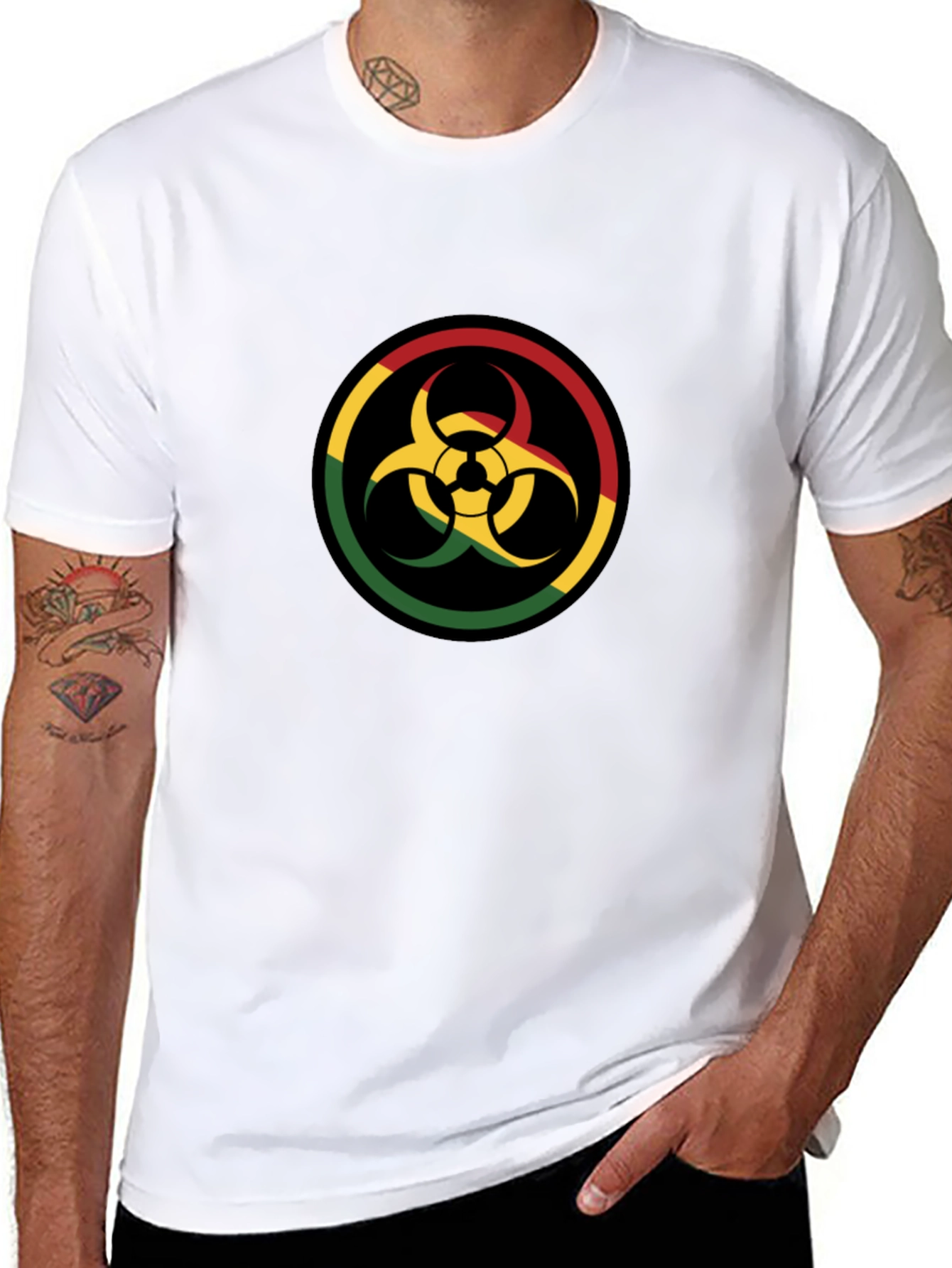 Rasta Biohazard Symbol Graphic Tee