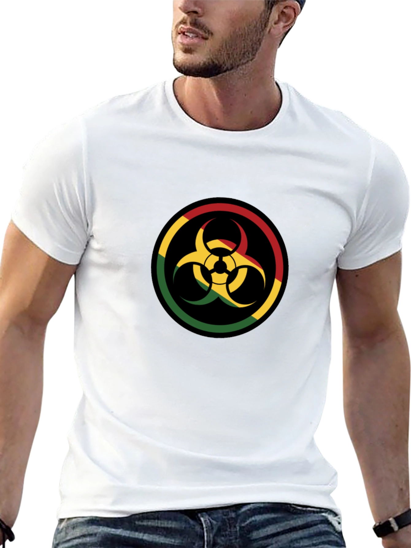 Rasta Biohazard Symbol Graphic Tee