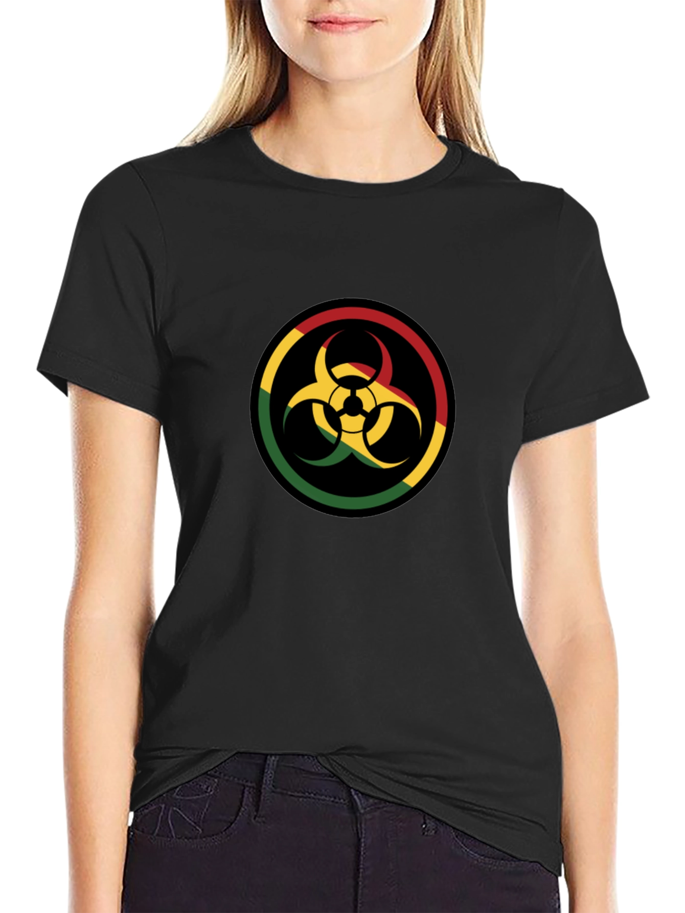 Rasta Biohazard Symbol Graphic Tee