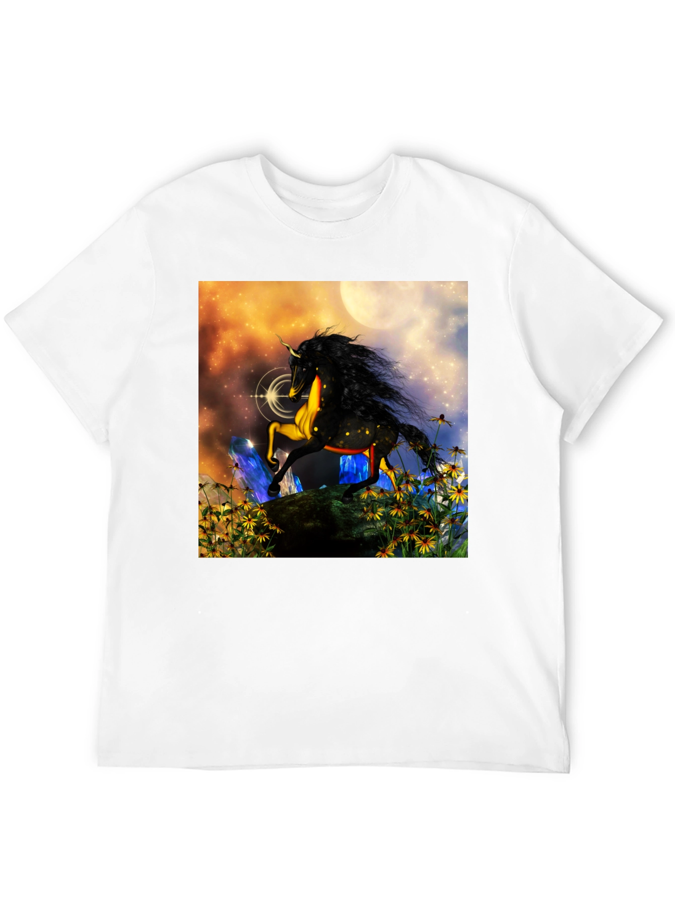 Unicorn Fantasy Graphic T-Shirt - Black