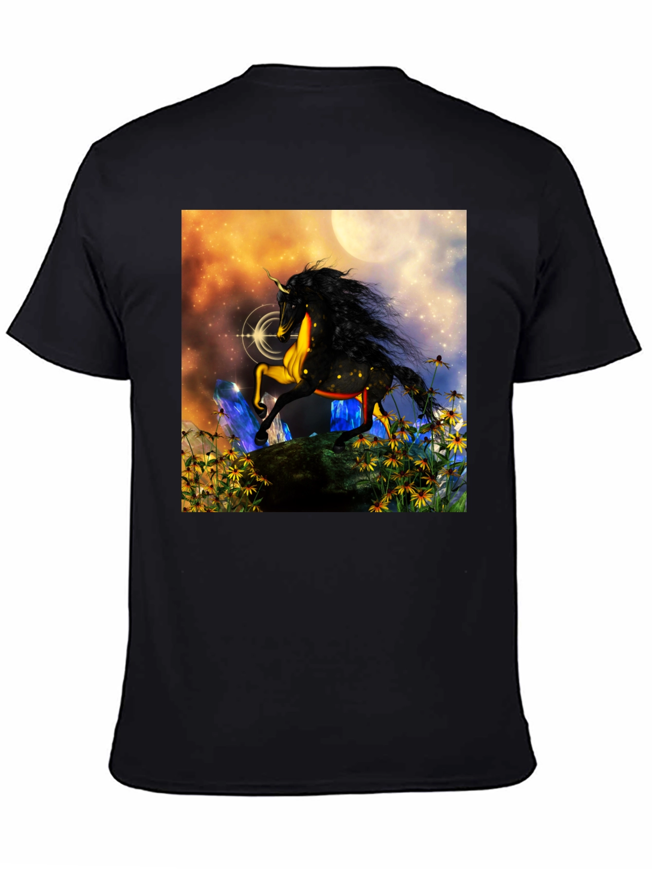 Unicorn Fantasy Graphic T-Shirt - Black