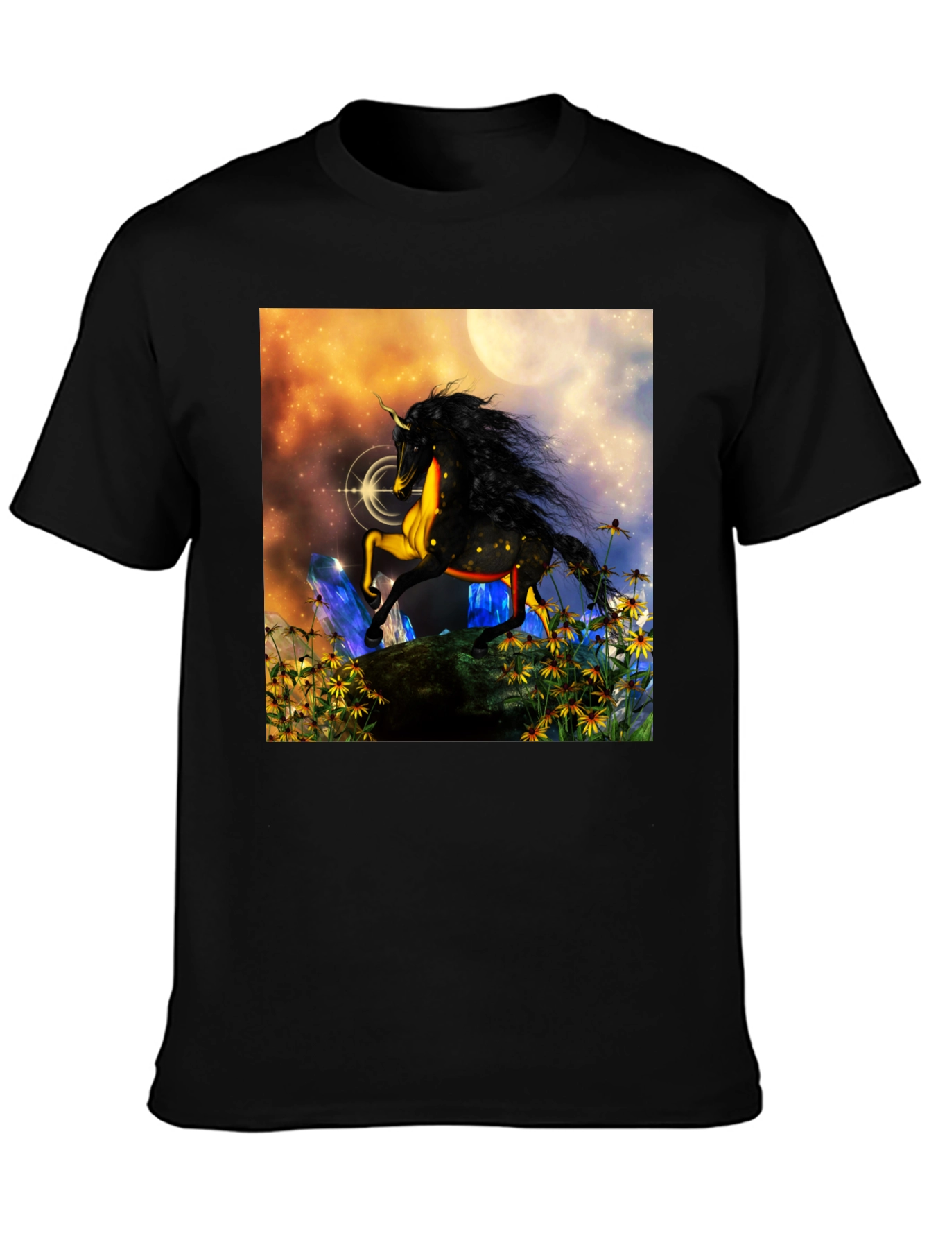 Unicorn Fantasy Graphic T-Shirt - Black