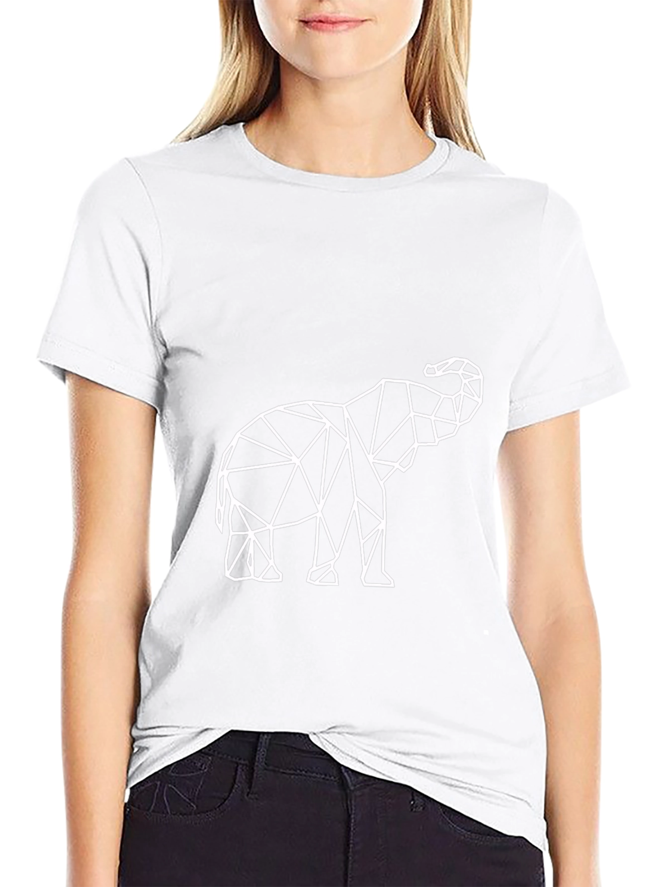 Geometric Elephant Print Black T-Shirt