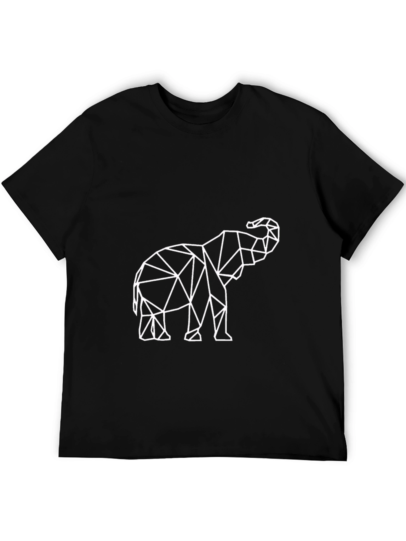 Geometric Elephant Print Black T-Shirt