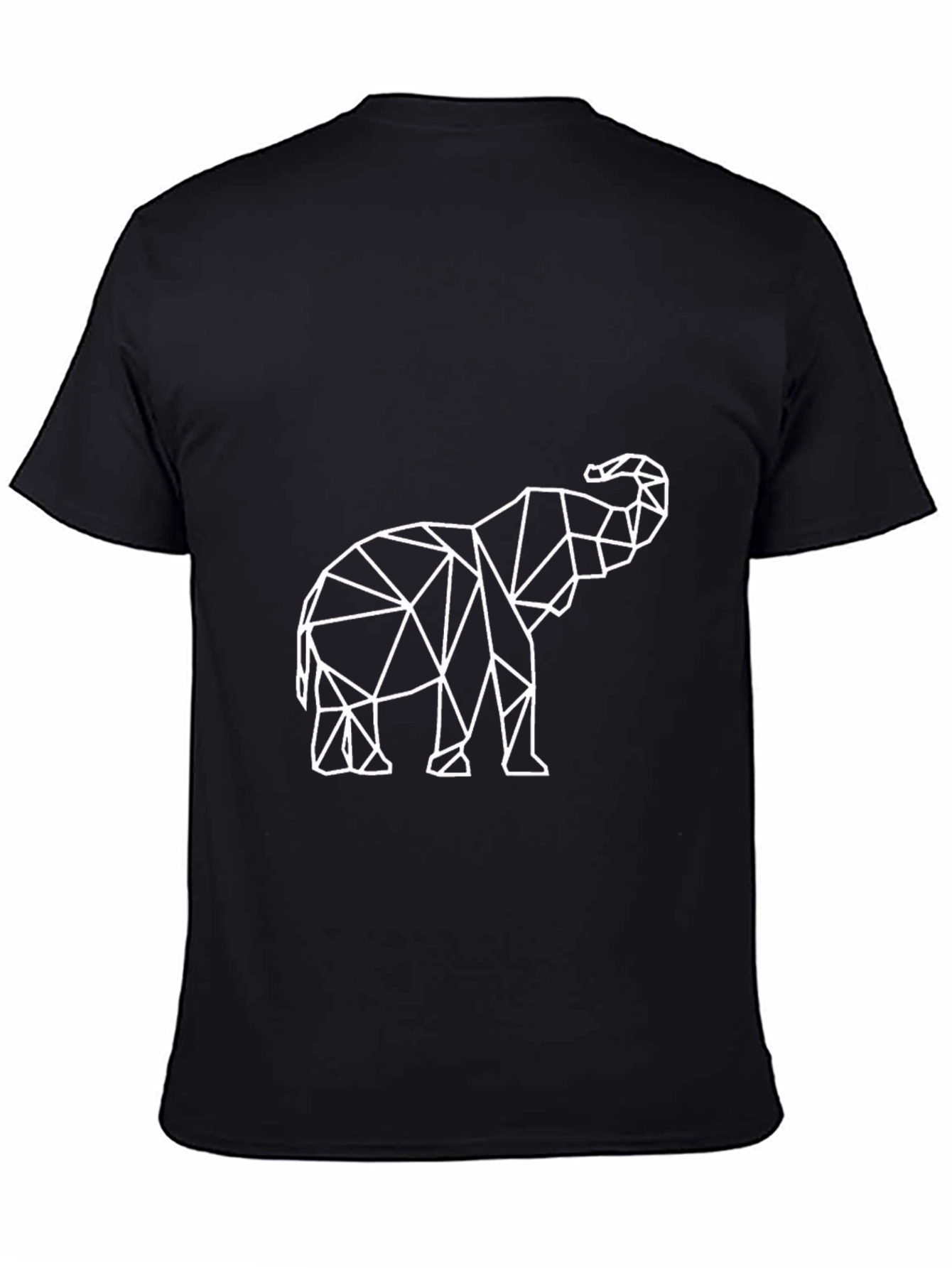 Geometric Elephant Print Black T-Shirt