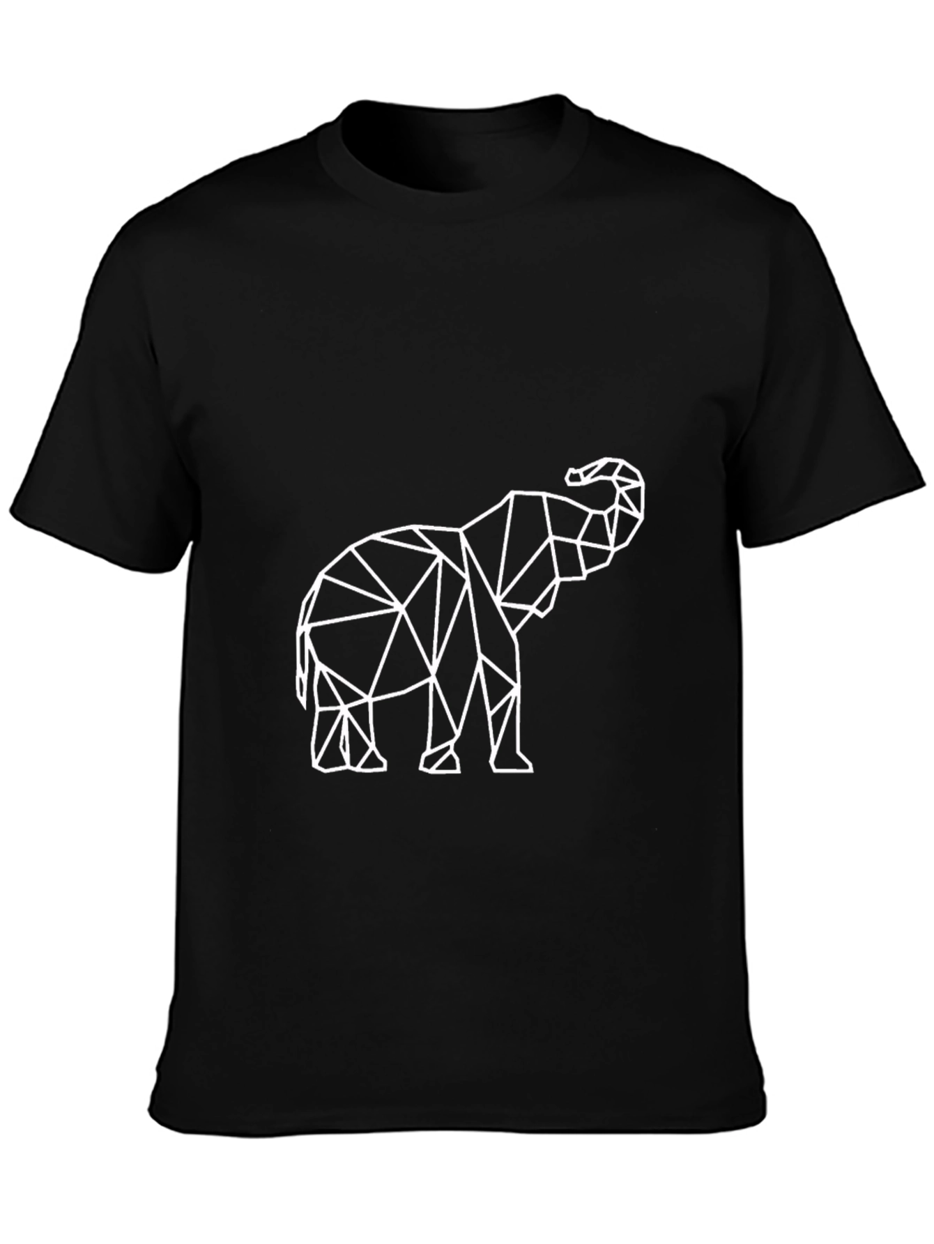 Geometric Elephant Print Black T-Shirt