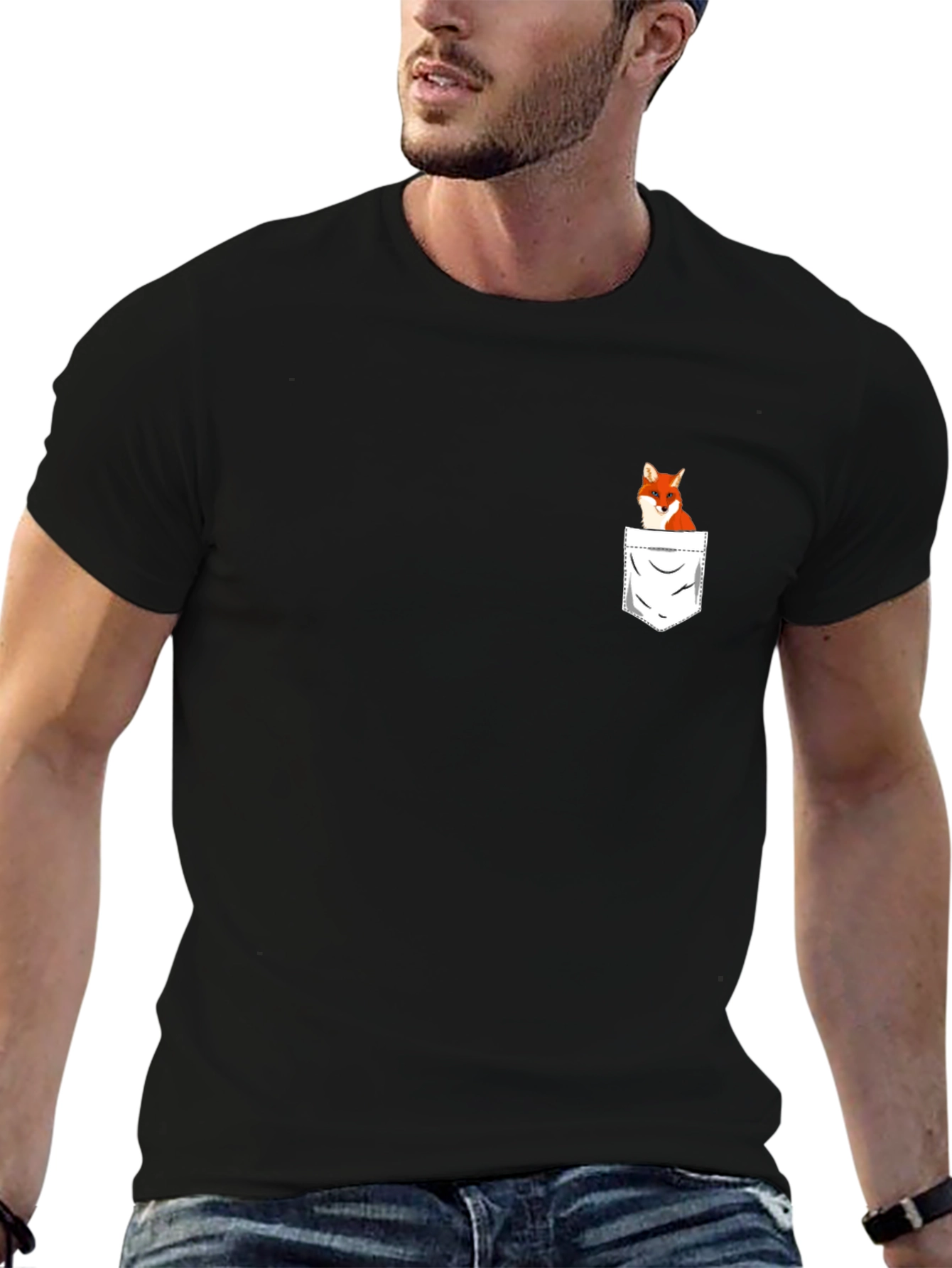 Pocket Fox Graphic T-Shirt