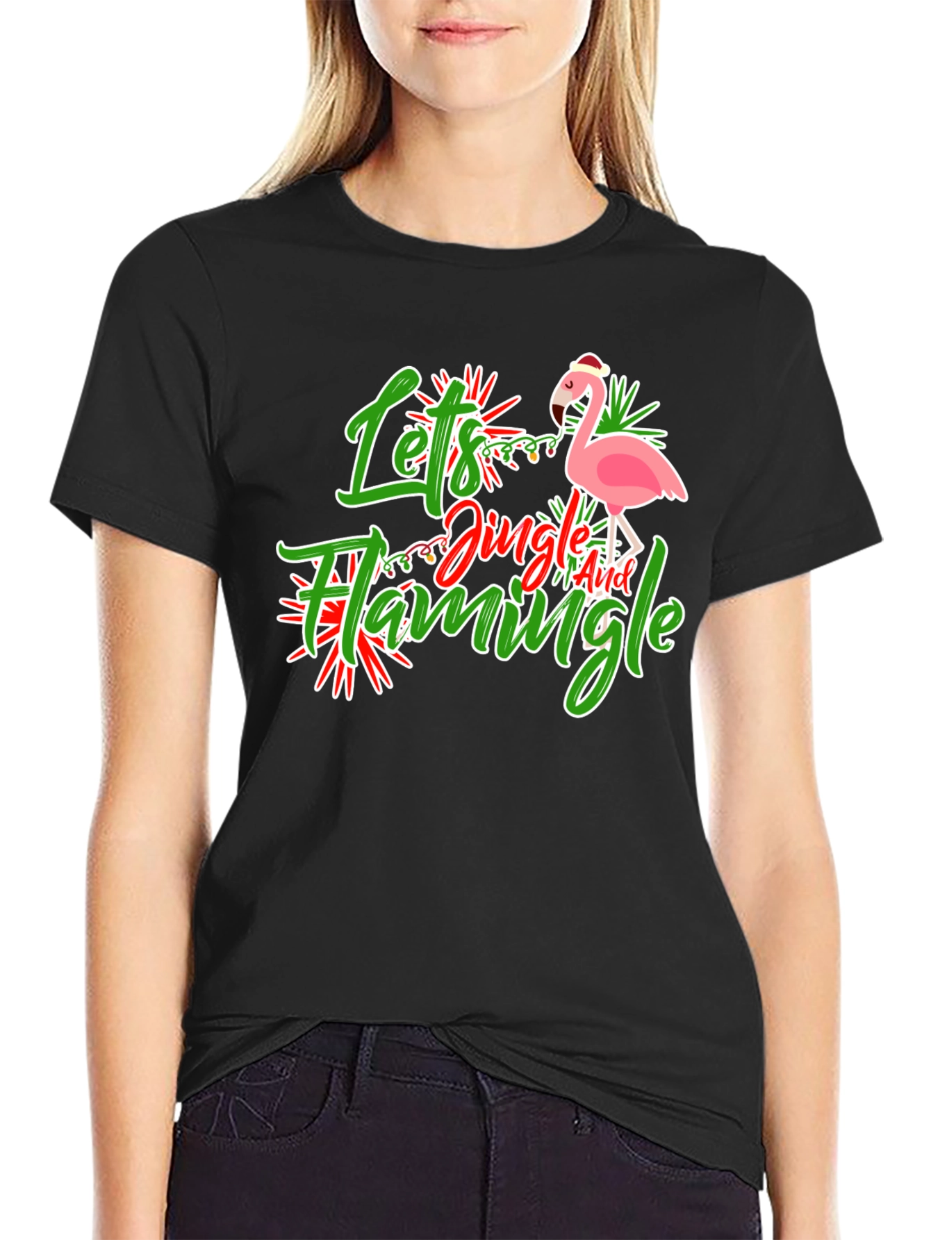 Lets Jingle and Flamingle Christmas T-Shirt