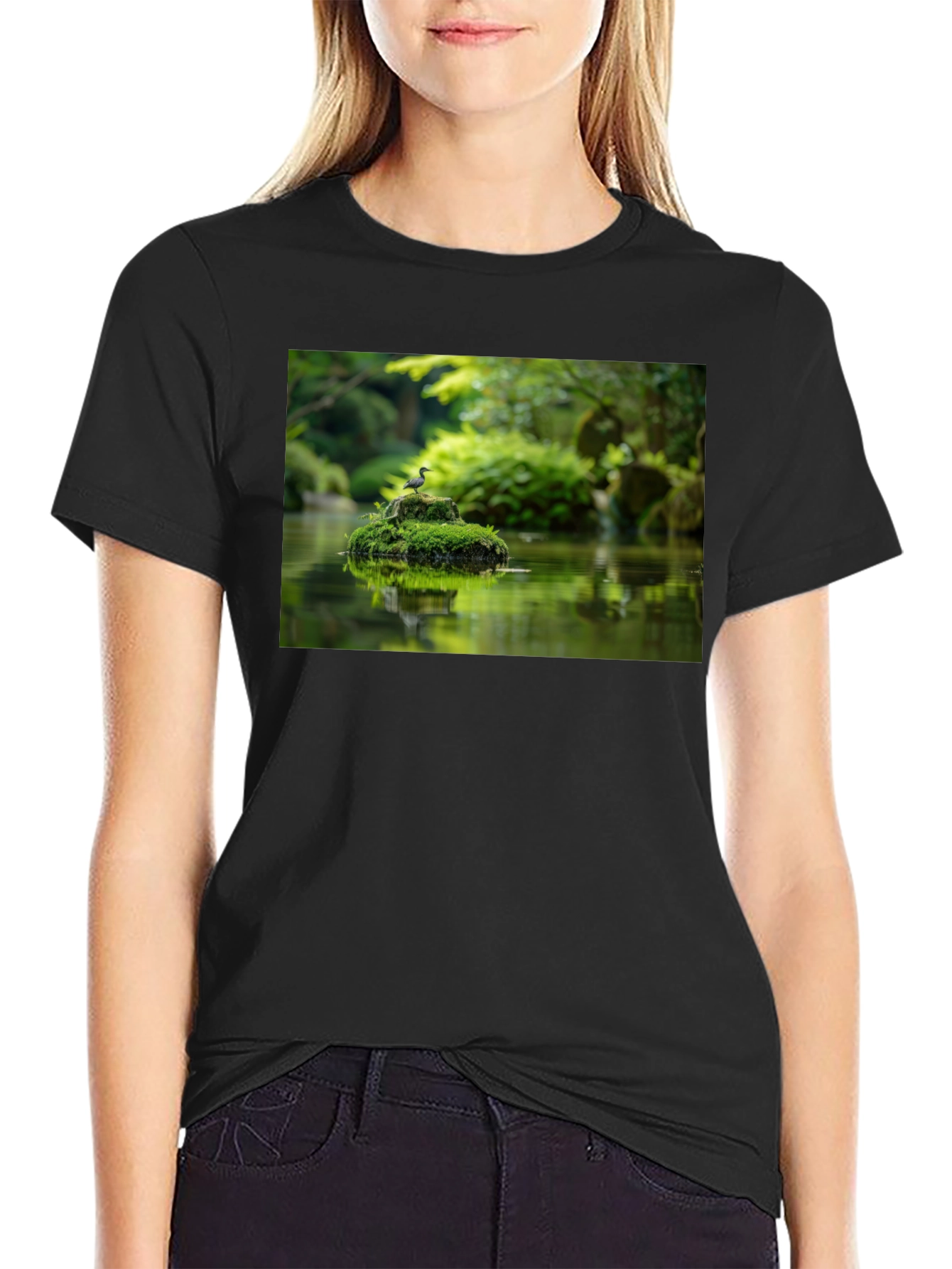Nature Pond Graphic Black Tee