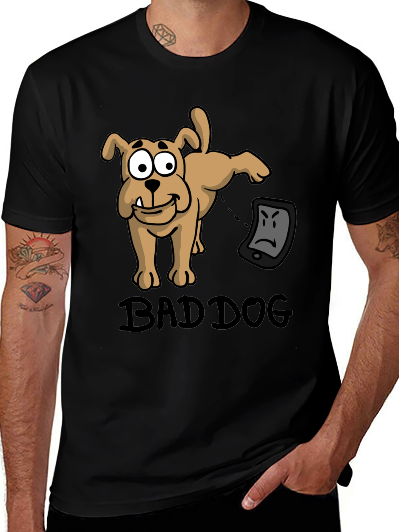 Bad Dog T-Shirt - Funny Cartoon Dog Design