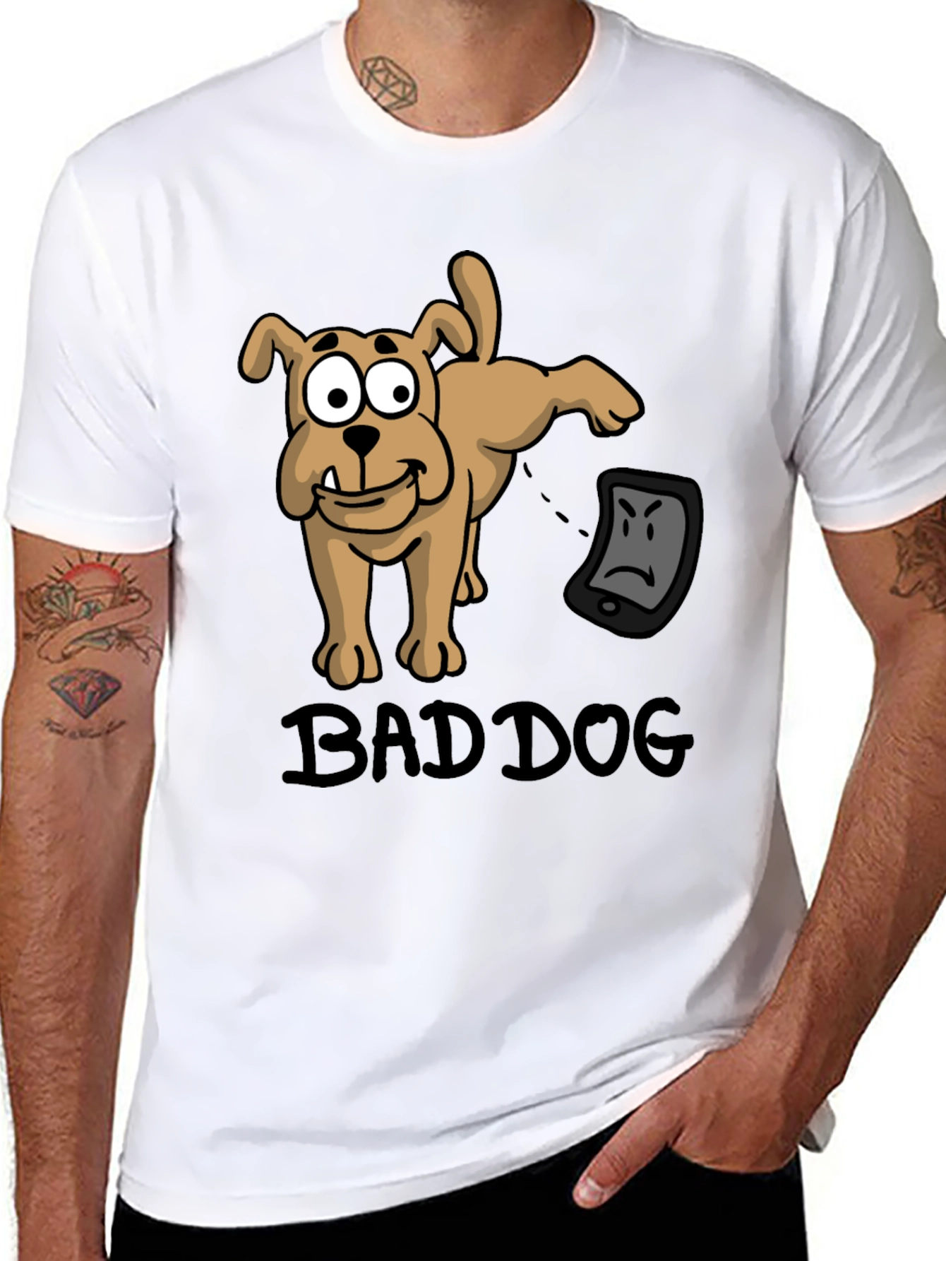 Bad Dog T-Shirt - Funny Cartoon Dog Design