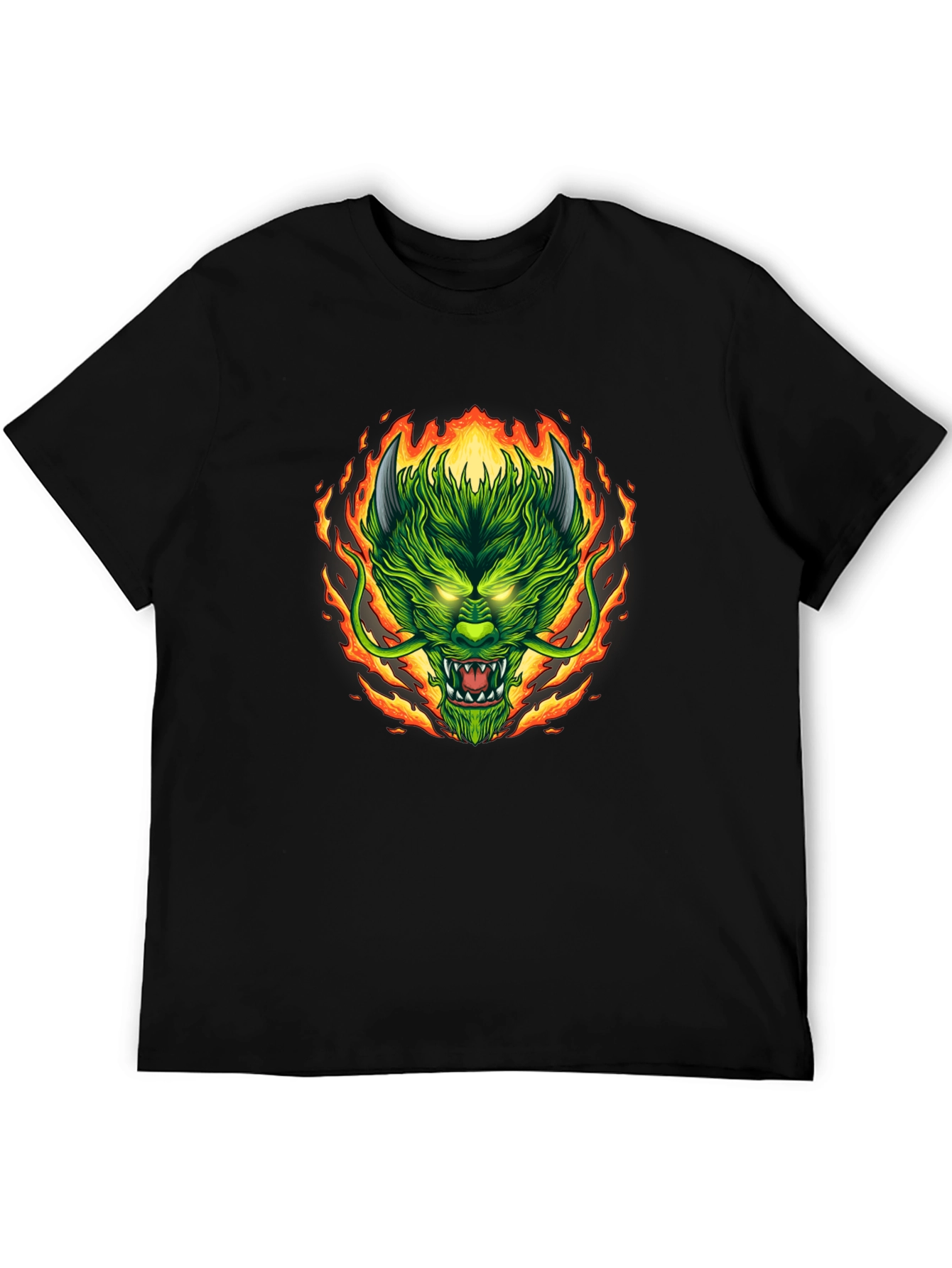 Fiery Dragon Graphic Tee - Mens Black T-Shirt