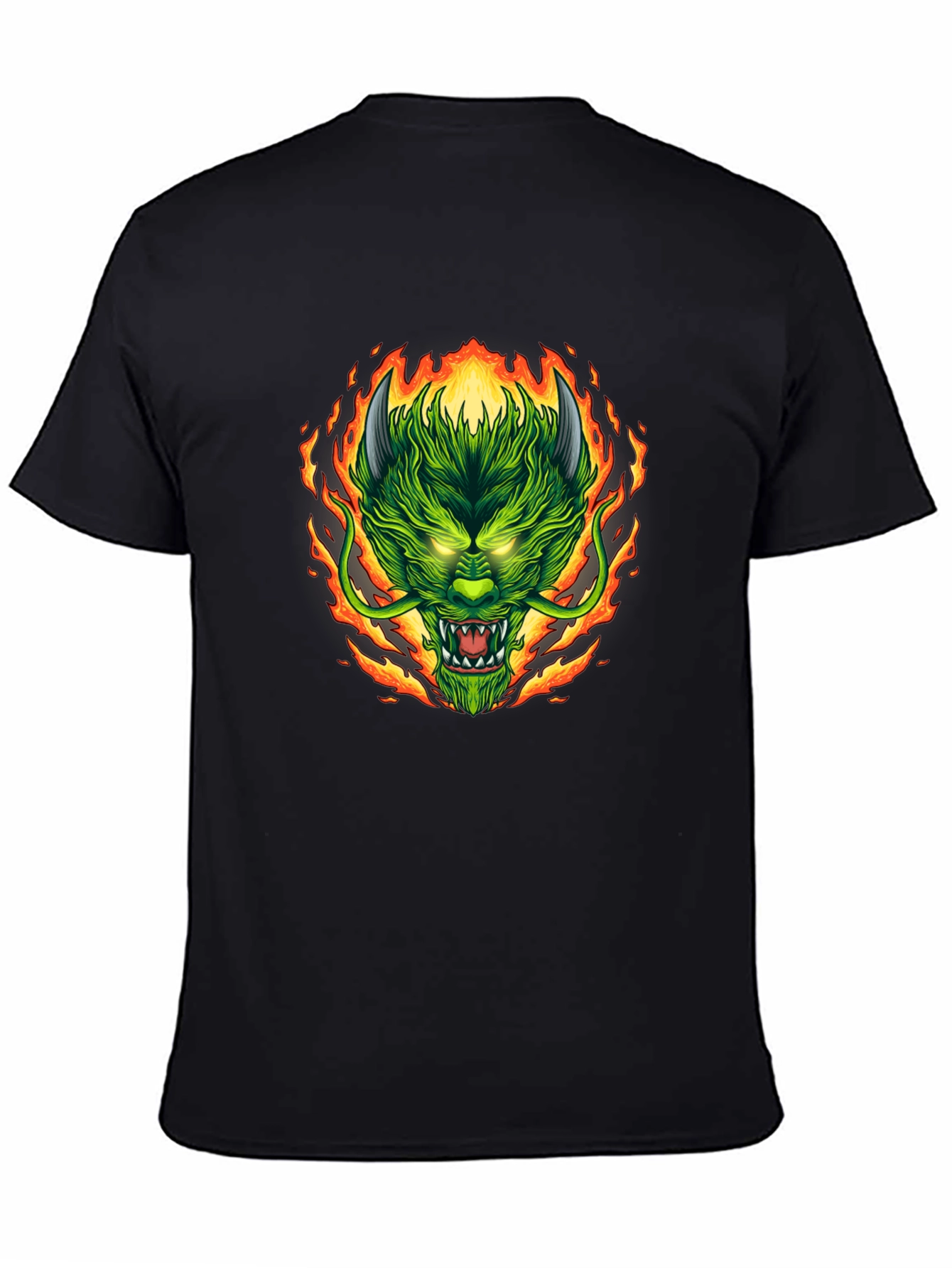 Fiery Dragon Graphic Tee - Mens Black T-Shirt