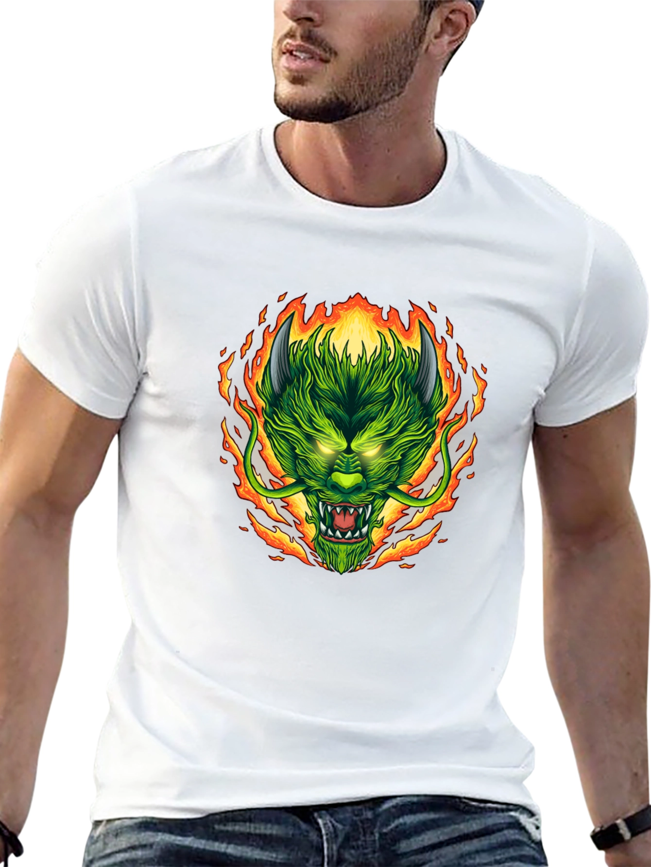 Fiery Dragon Graphic Tee - Mens Black T-Shirt