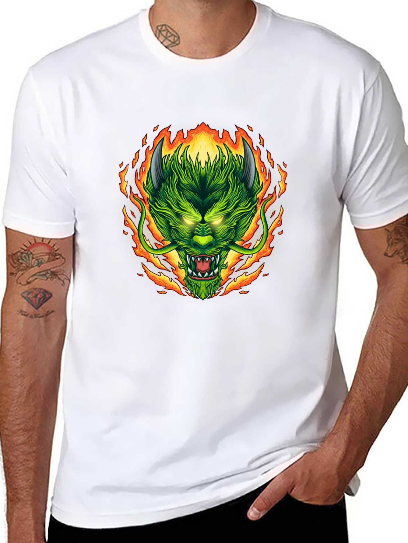 Fiery Dragon Graphic Tee - Mens Black T-Shirt