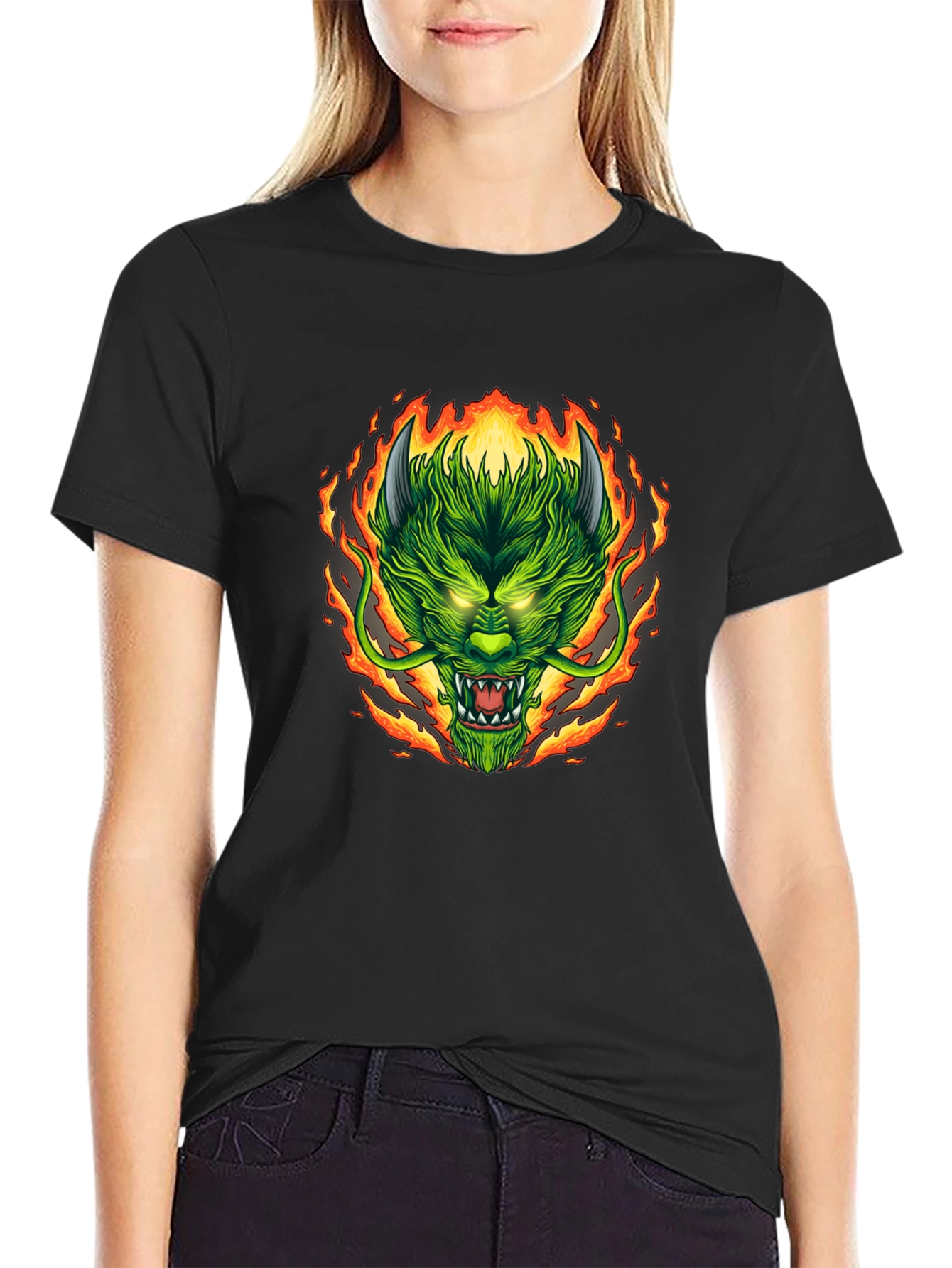 Fiery Dragon Graphic Tee - Mens Black T-Shirt