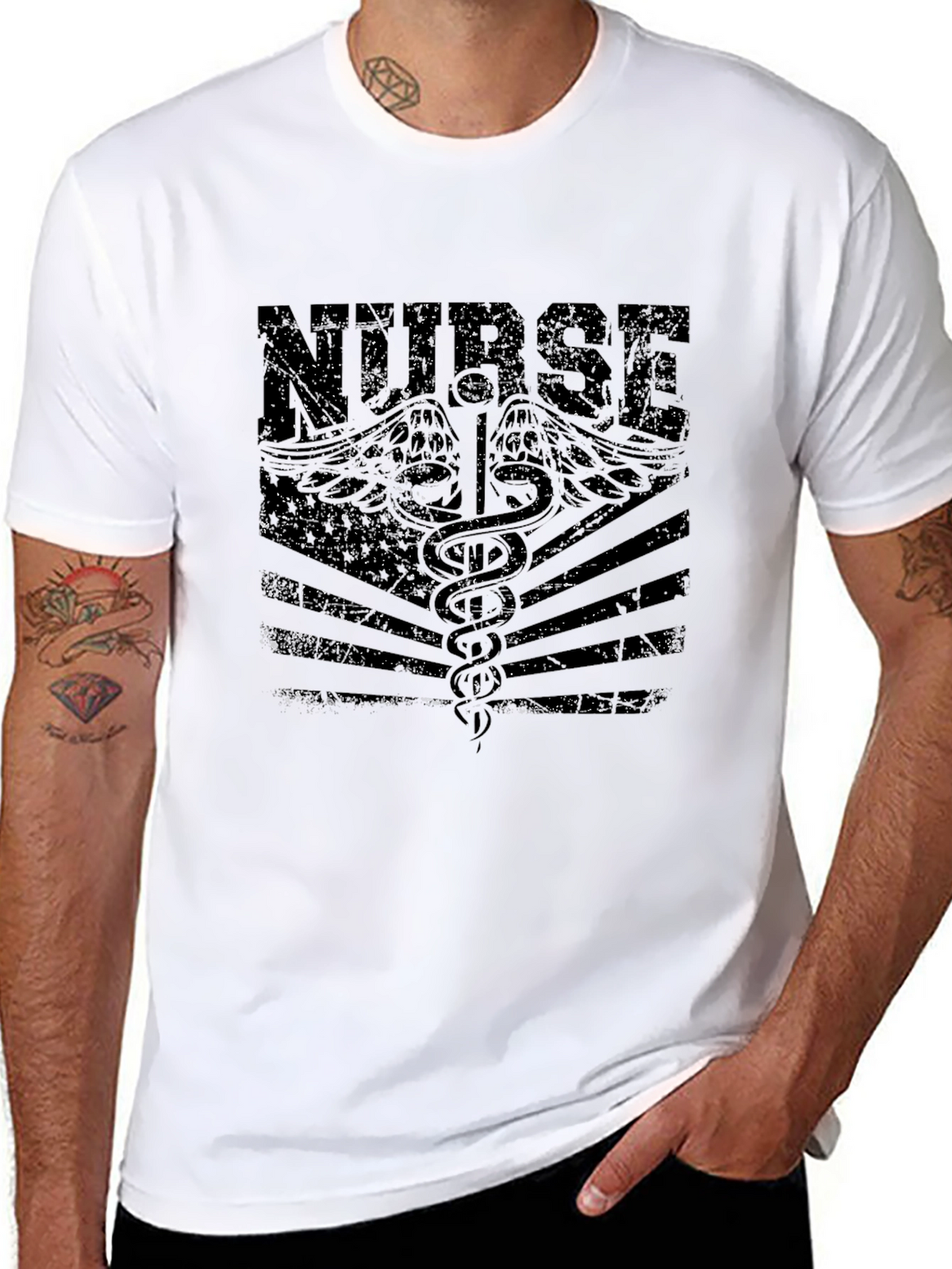 Nurse Graphic T-Shirt - Distressed Black Print