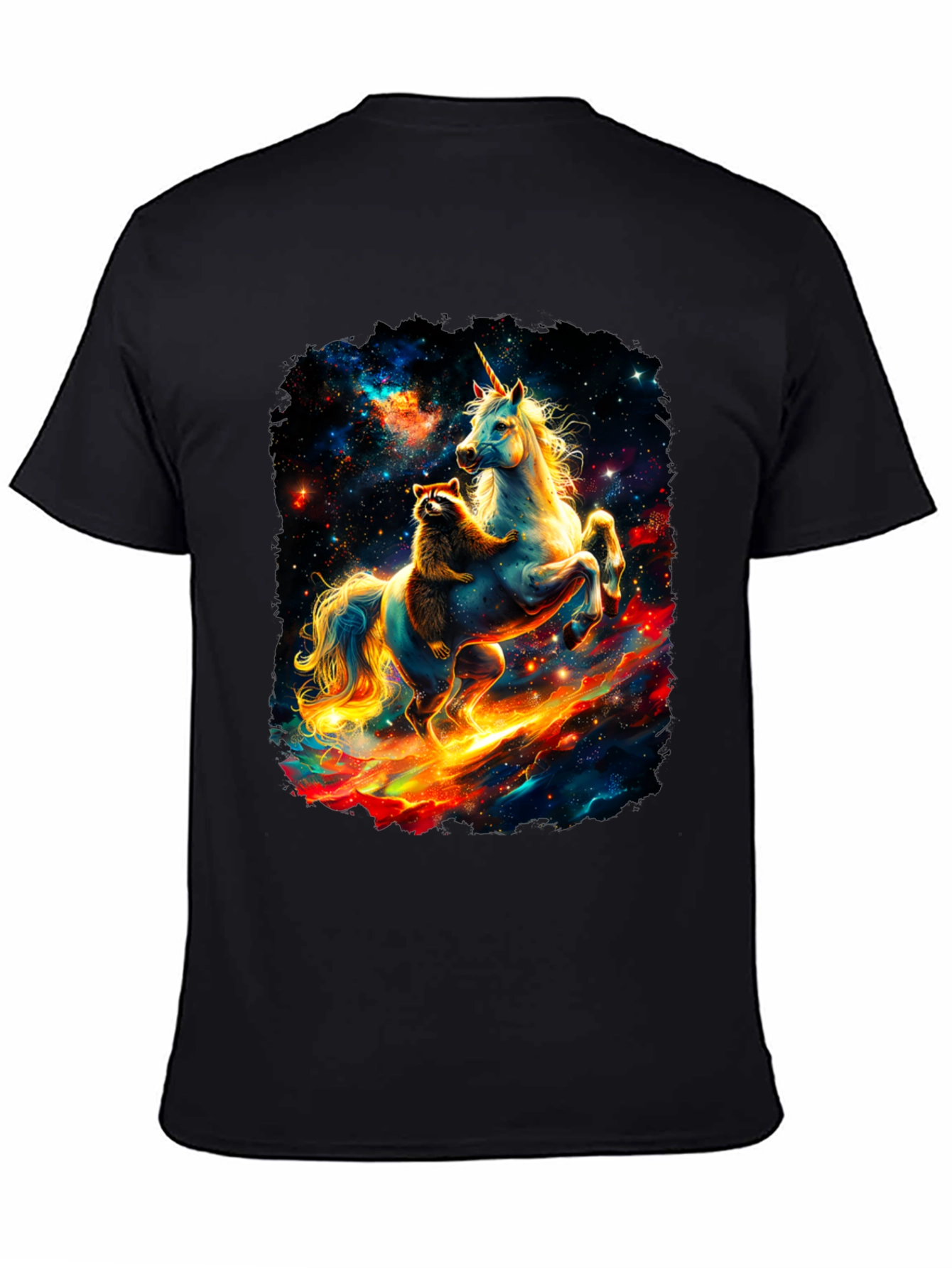 Cosmic Raccoon and Unicorn Graphic Tee
