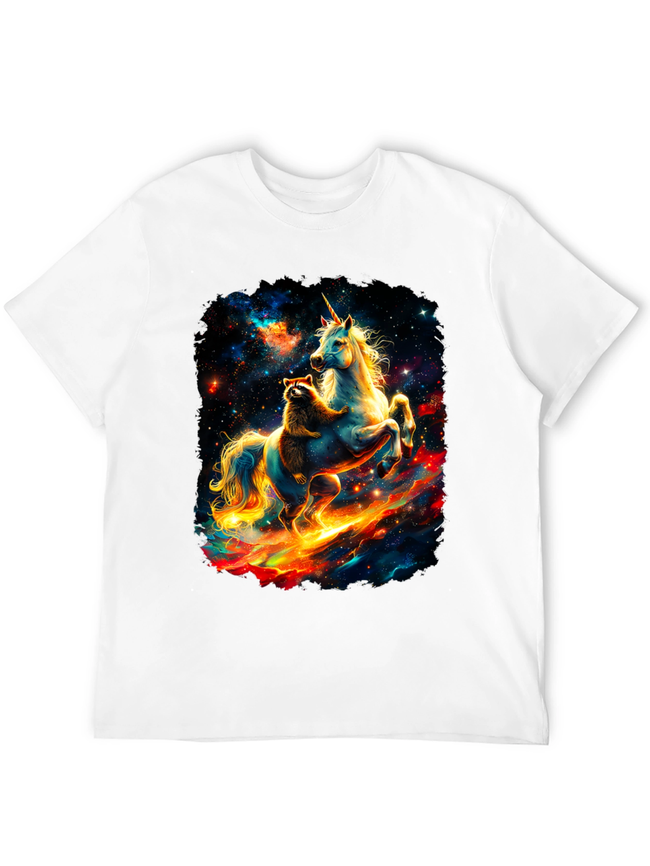 Cosmic Raccoon and Unicorn Graphic Tee