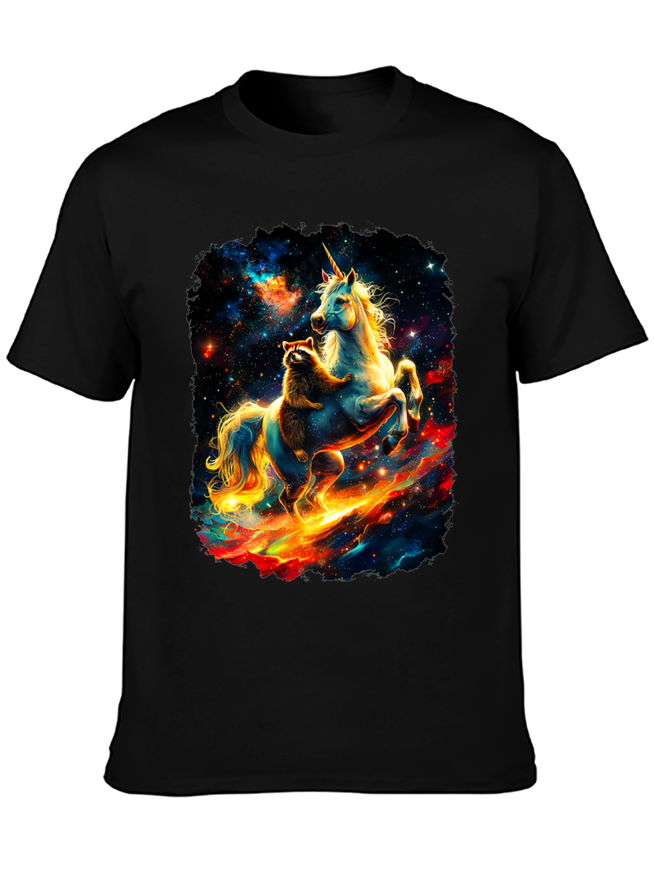Cosmic Raccoon and Unicorn Graphic Tee