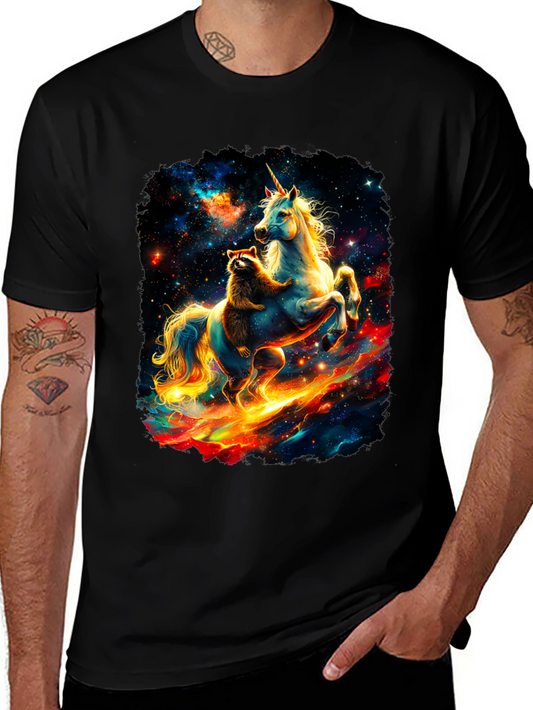 Cosmic Raccoon and Unicorn Graphic Tee