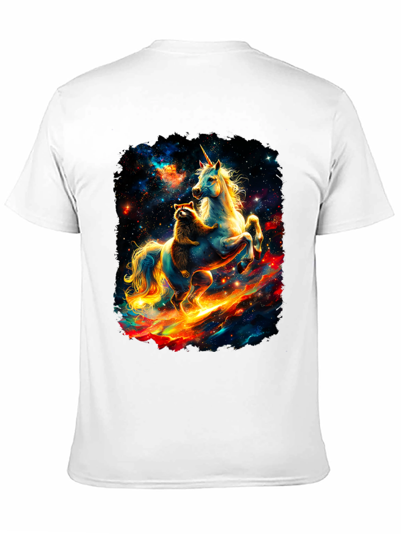 Cosmic Raccoon and Unicorn Graphic Tee