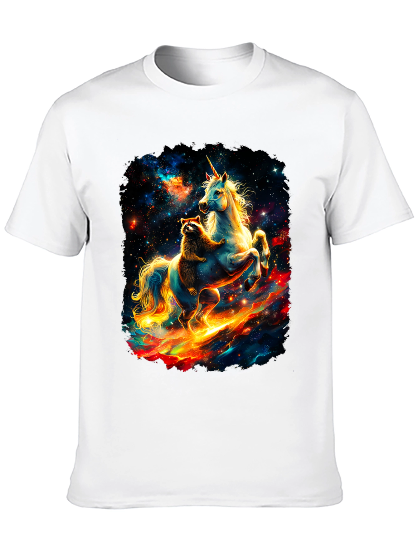 Cosmic Raccoon and Unicorn Graphic Tee