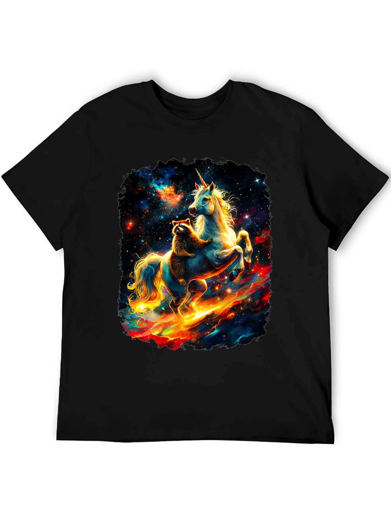 Cosmic Raccoon and Unicorn Graphic Tee